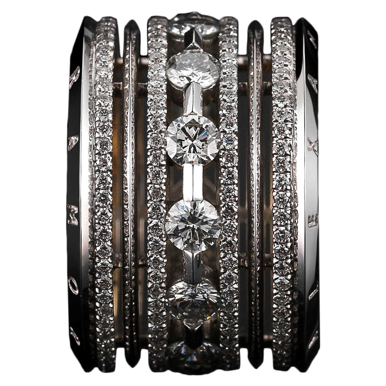 Alexandra Mor Wide Brilliant-Cut Diamond Platinum Eternity Band Ring L/E 2/50 For Sale