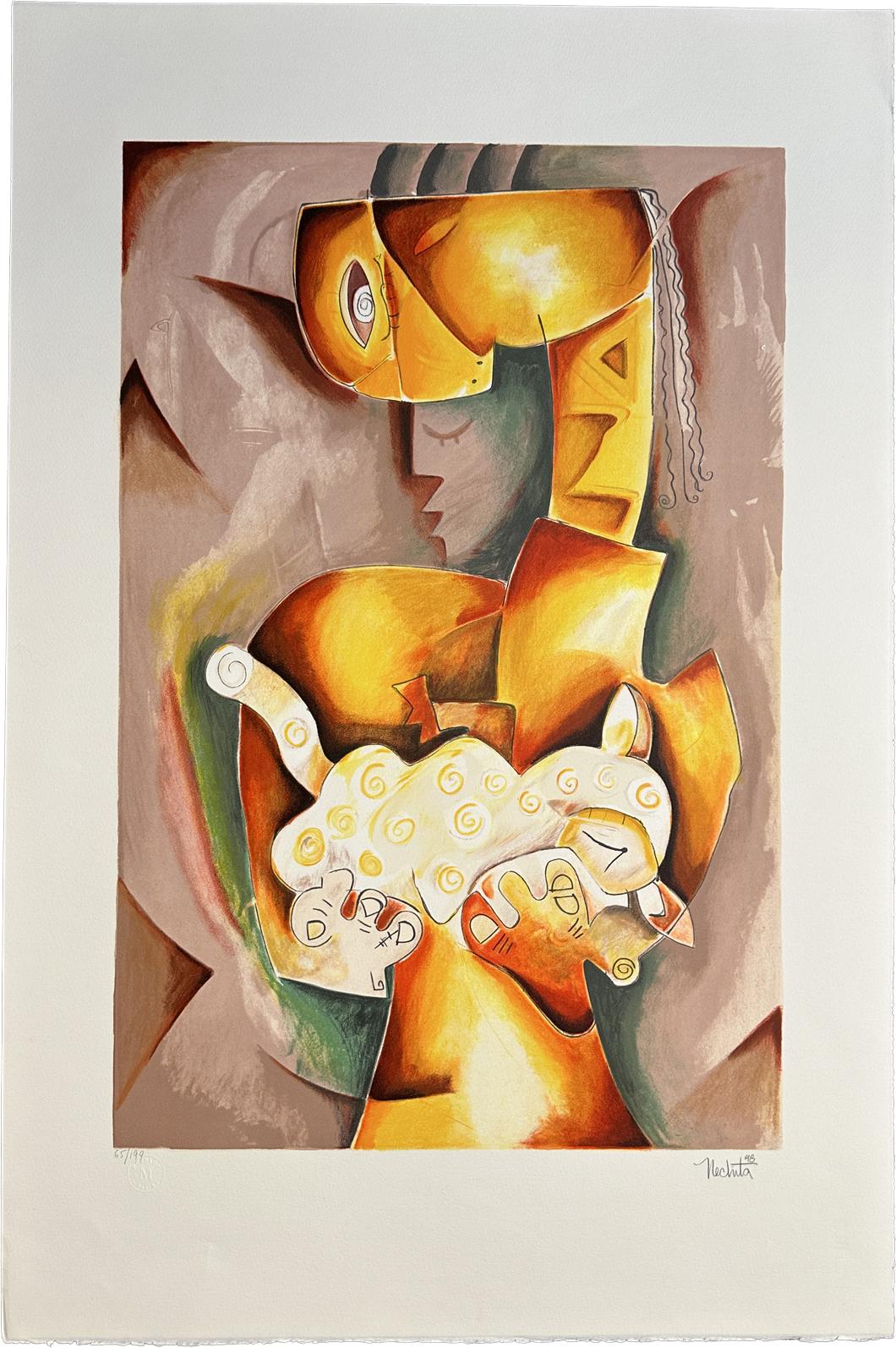 送料無料 ギフト Alexandra Nechita - Geometric Look, Alexandra Nechita For 絵画