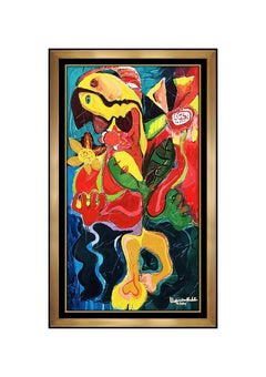 Vintage Alexandra Nechita Large Color Serigraph on Canvas Signed Cubism Picasso Artwork