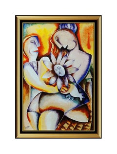 Alexandra Nechita Large Original Serigraph on Canvas Signed Picasso Cubism Art
