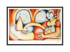 Alexandra Nechita Original Color Lithograph Signed Sea Affairs Cubism Portrait
