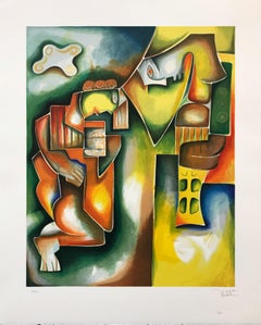 Love Blends Impresión litográfica, estilo cubista, firmada a mano, edición de 99, 2010