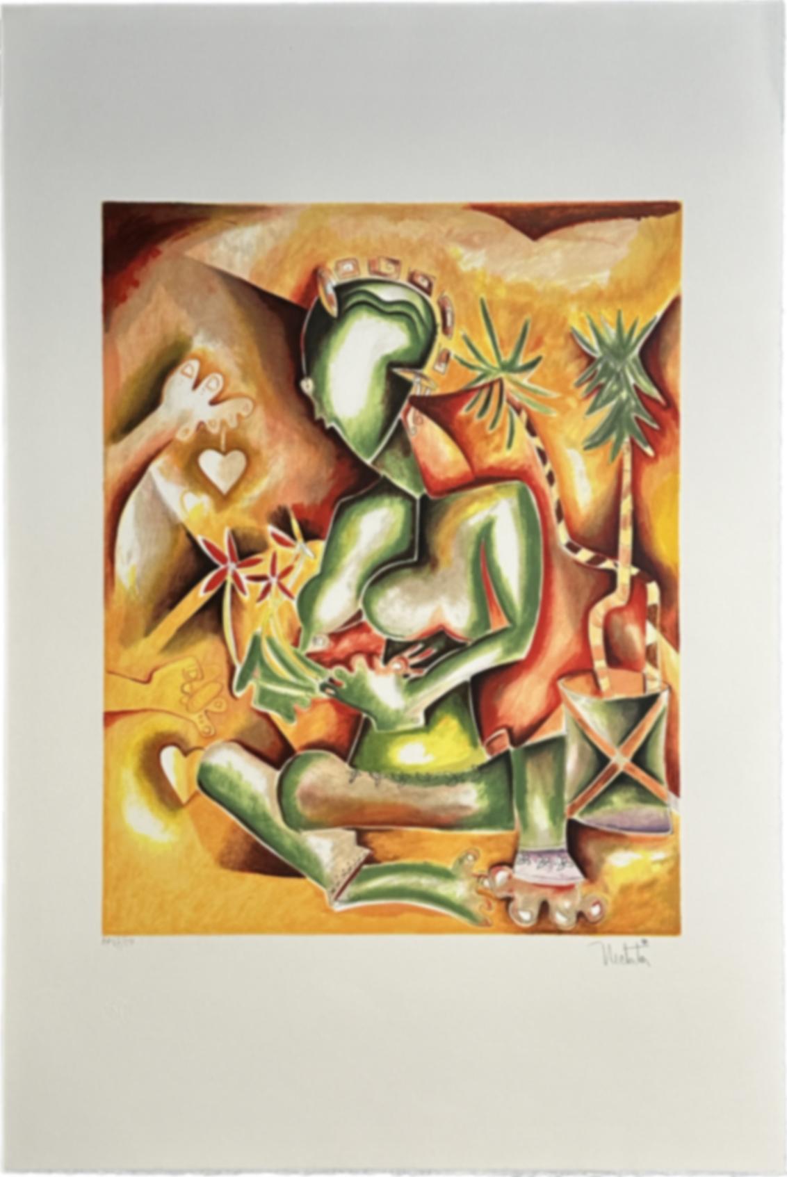 Artista: Alexandra Nechita
Título: Mi viaje - Cartera azul 
Obras de arte: Esfuerzos curativos, los corazones grandes nunca son demasiado grandes
Año: 1998
Litografías sobre papel de archivo Arches   
Tamaño; 35½'' x 23½'' pulgadas
Edición: Firmada