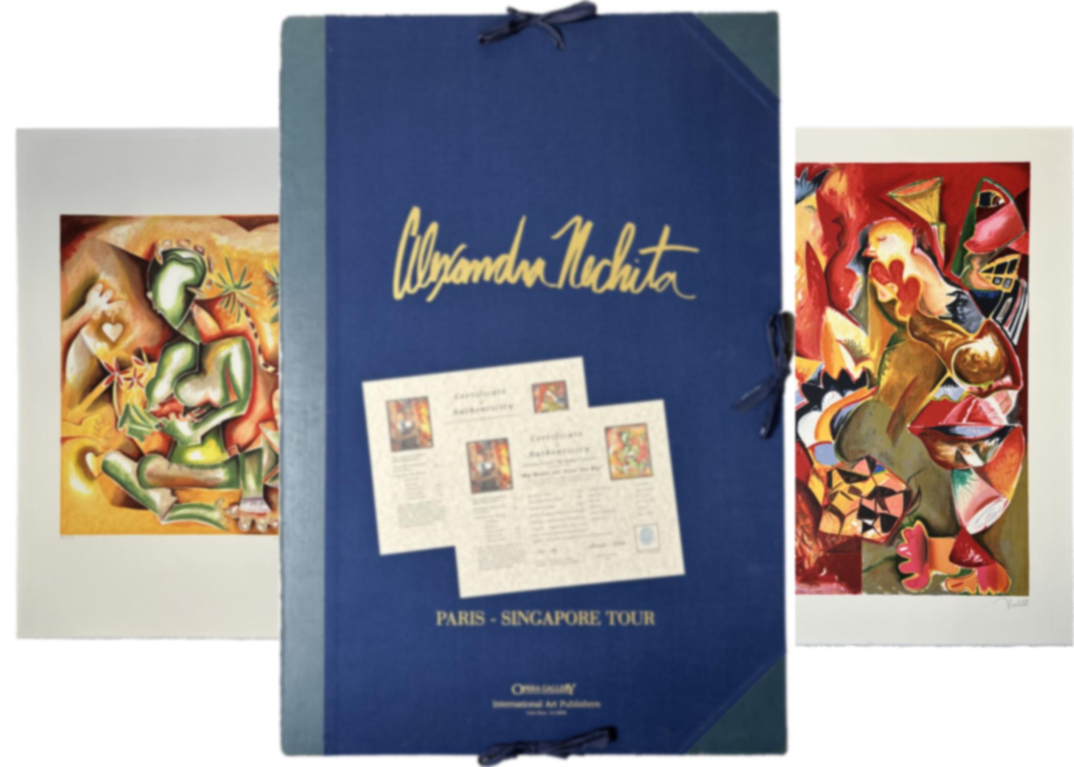 Figurative Print de Alexandra Nechita - Mi Cartera de Viajes 1998 Litografías Mourlot Esfuerzos curativos y grandes corazones
