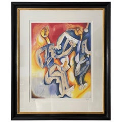 Alexandra Nechita "Your Guitar My Music" Hand Signed Ltd Ed Lithograph-Framed