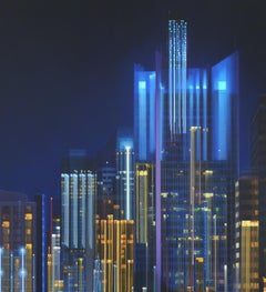 ASCENDING GLOW, city at night, cityscape, vibrant colors, NYC