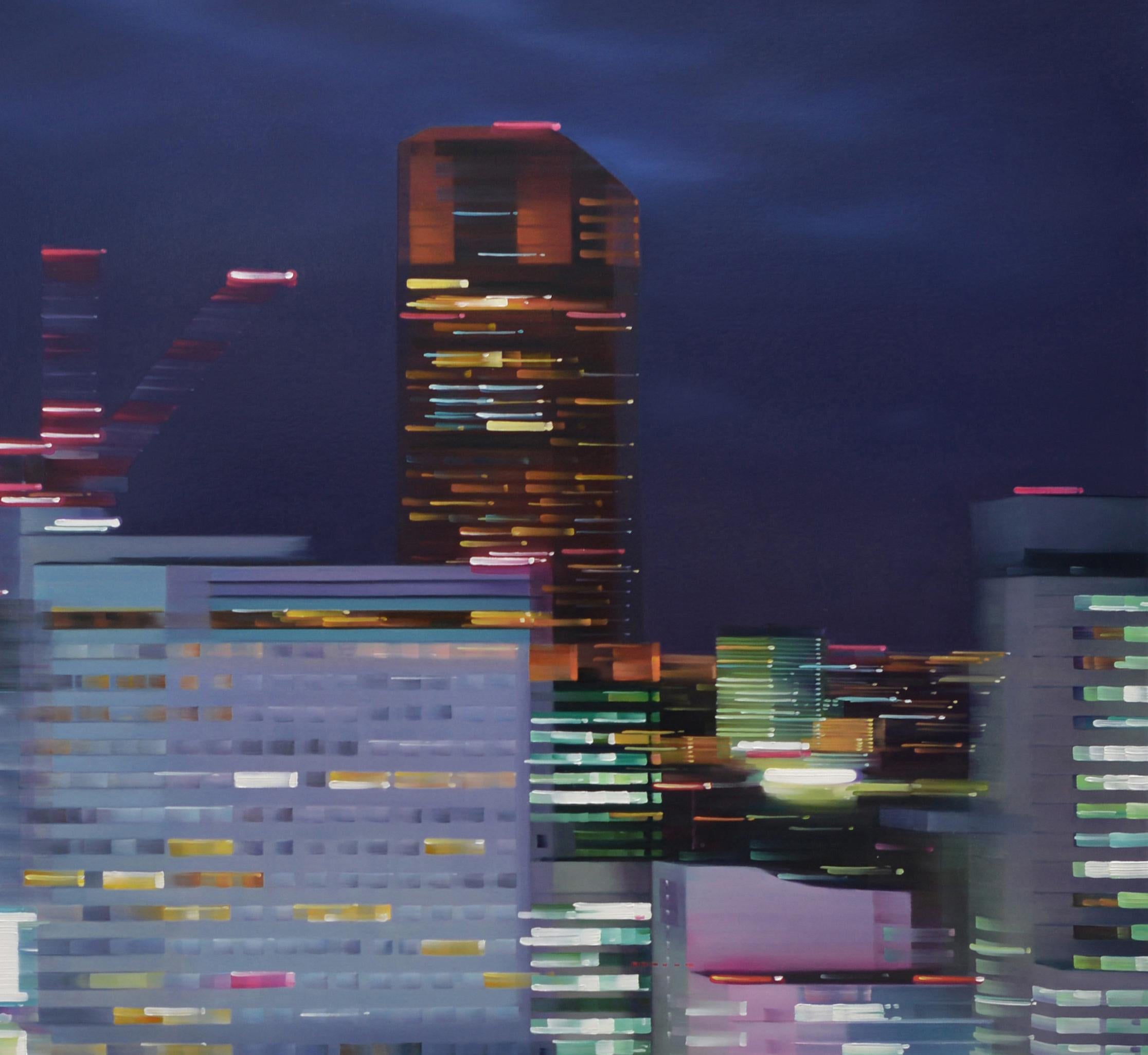 DIGITAL - Paysage urbain contemporain de Tokyo / Lumières urbaines / Réalisme - Contemporain Painting par Alexandra Pacula