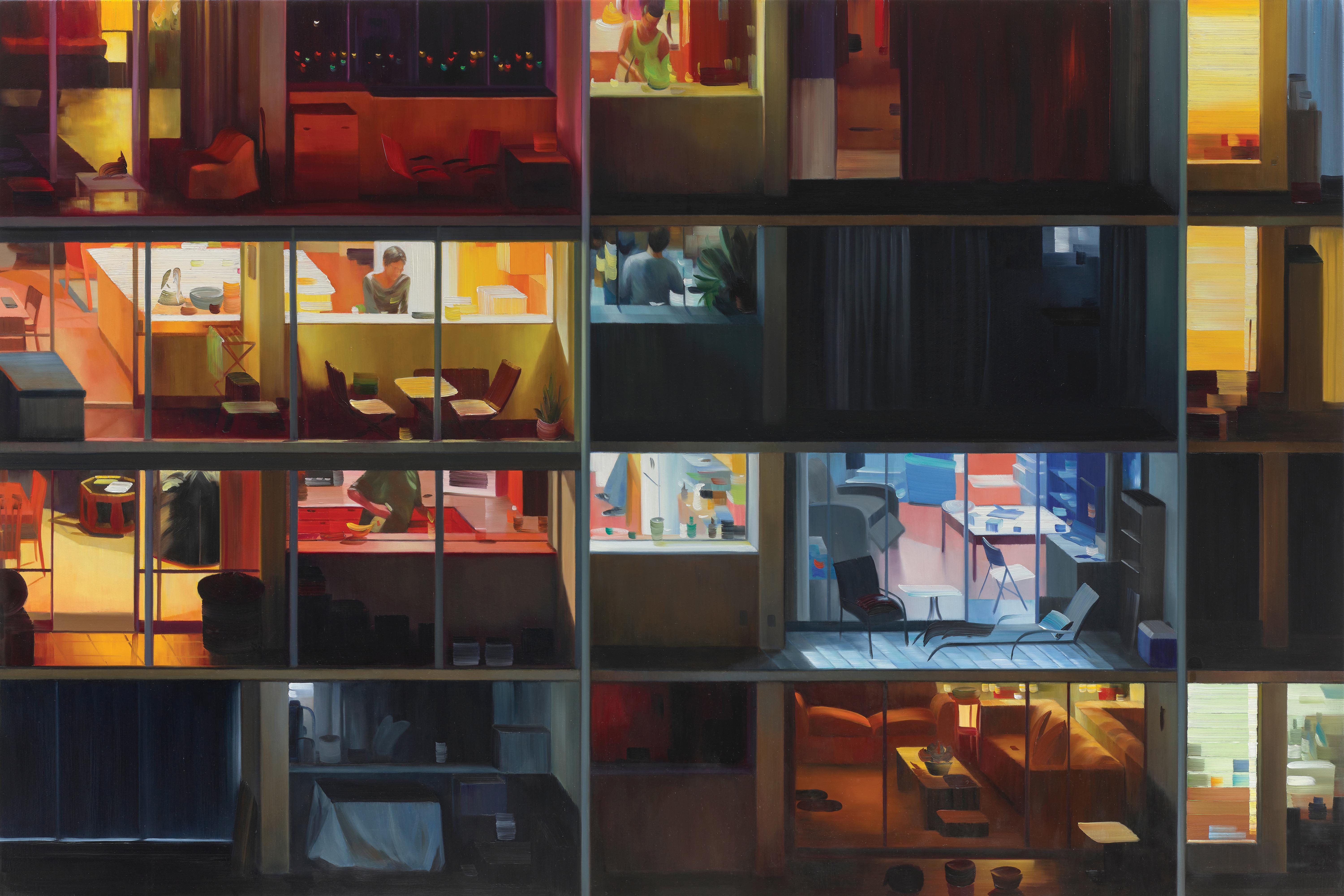 Alexandra Pacula Interior Painting - INSIDE THE GRID II - Cityscape / Contemporary