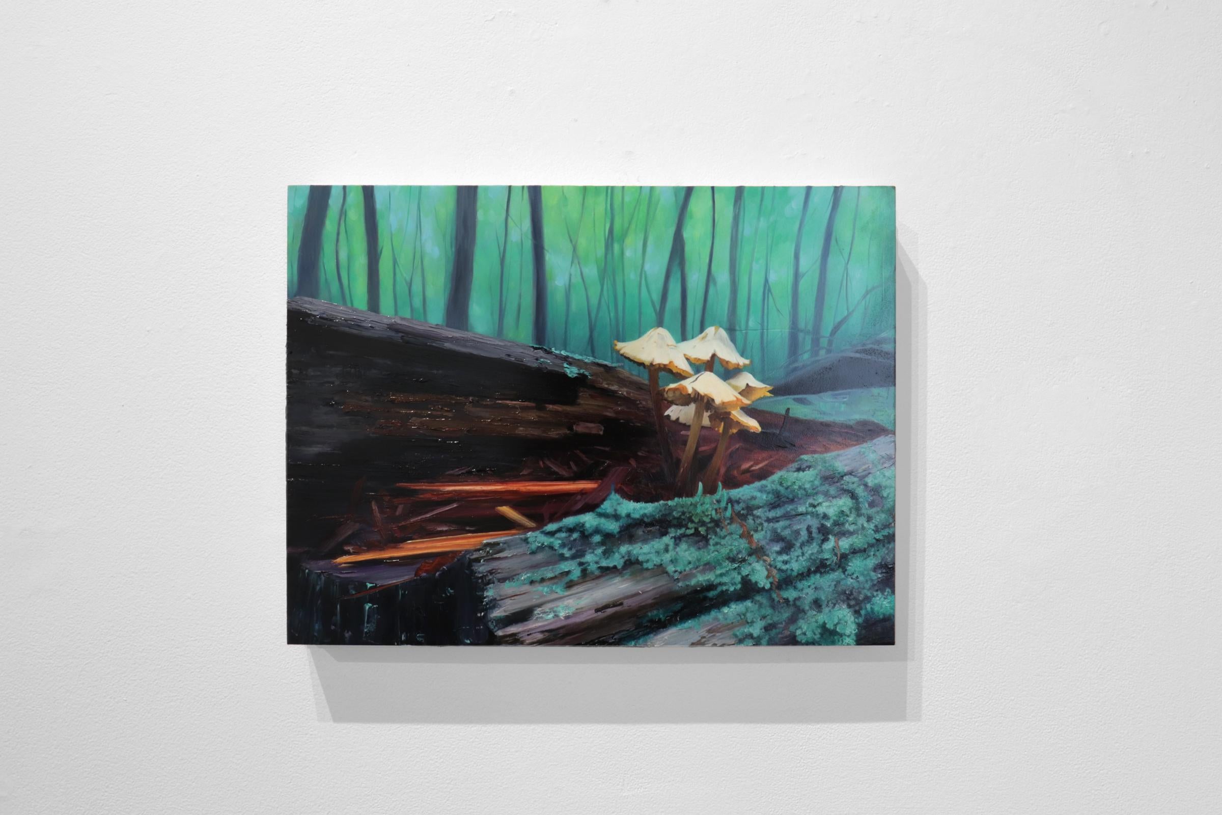 MUSHROOM FOREST – Darstellung von Flora / Grün / Nordosten Nature Walk – Painting von Alexandra Pacula
