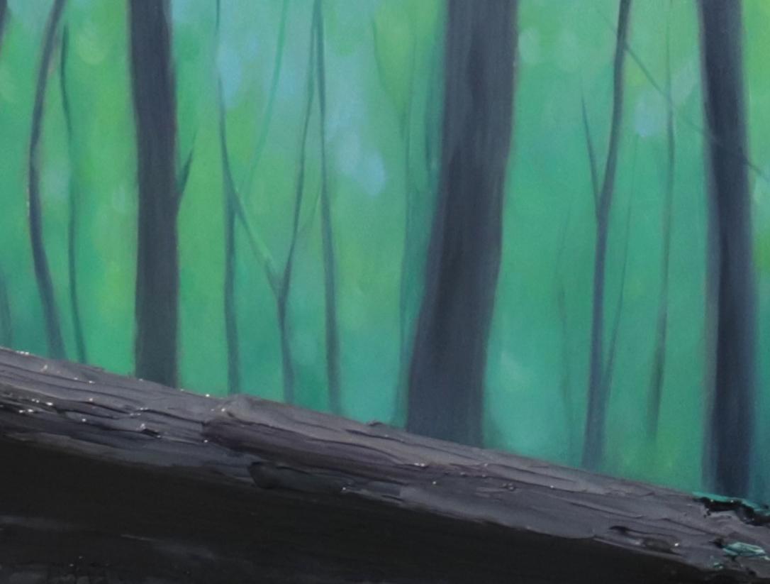 MUSHROOM FOREST – Darstellung von Flora / Grün / Nordosten Nature Walk (Schwarz), Landscape Painting, von Alexandra Pacula