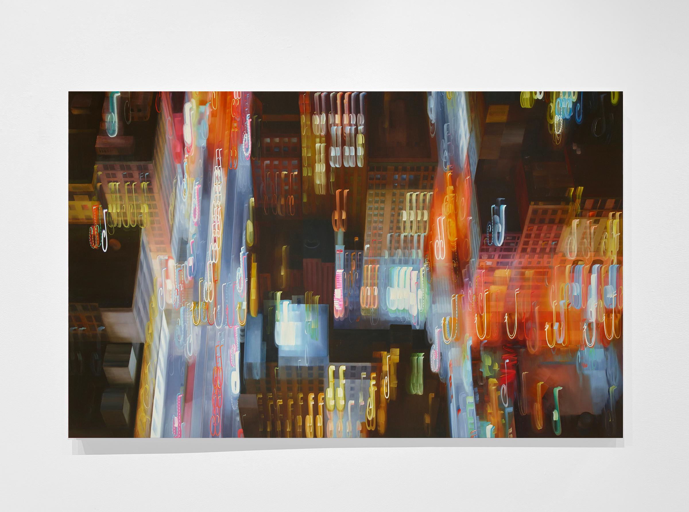 URBAN MELODY - Contemporary Cityscape / New York City at Night - Painting by Alexandra Pacula
