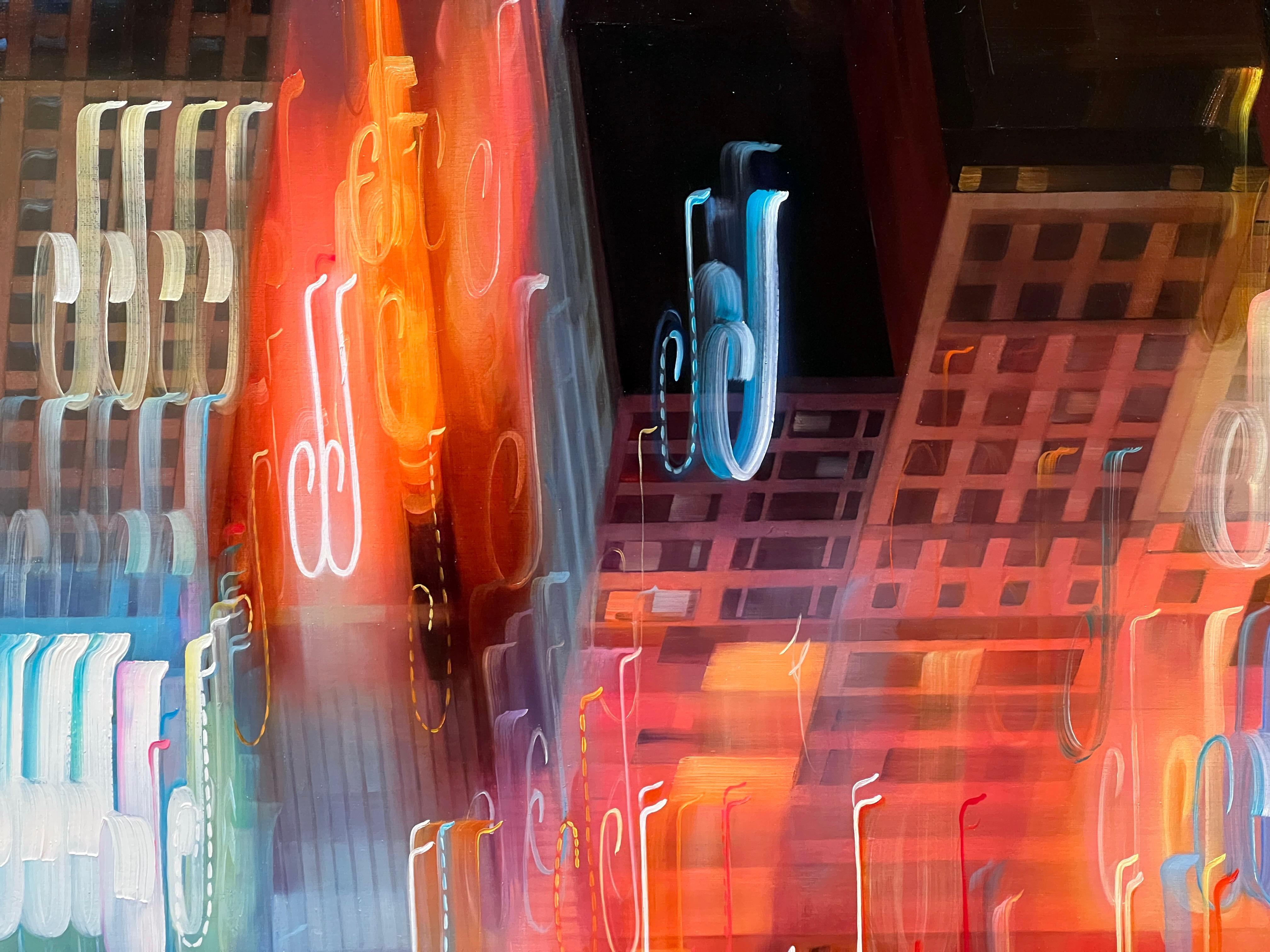 URBAN MELODY - Contemporary Cityscape / New York City at Night For Sale 2