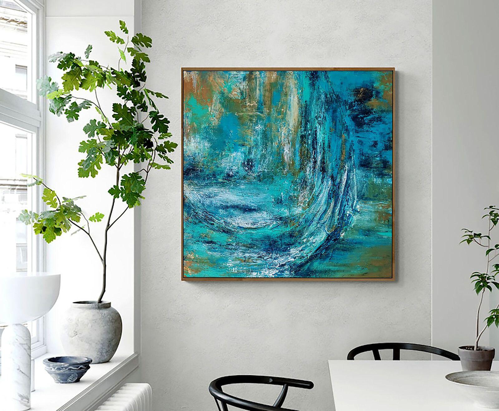 Acrylic on canvas, Texture,100x100x2cm  Ships Ready to hang  Medium: High Quality Acrylic colors, High gloss Varnish,  This painting is made on high quality gallery wrapped canvas with no visible staples .The sides are finished and painted.  High