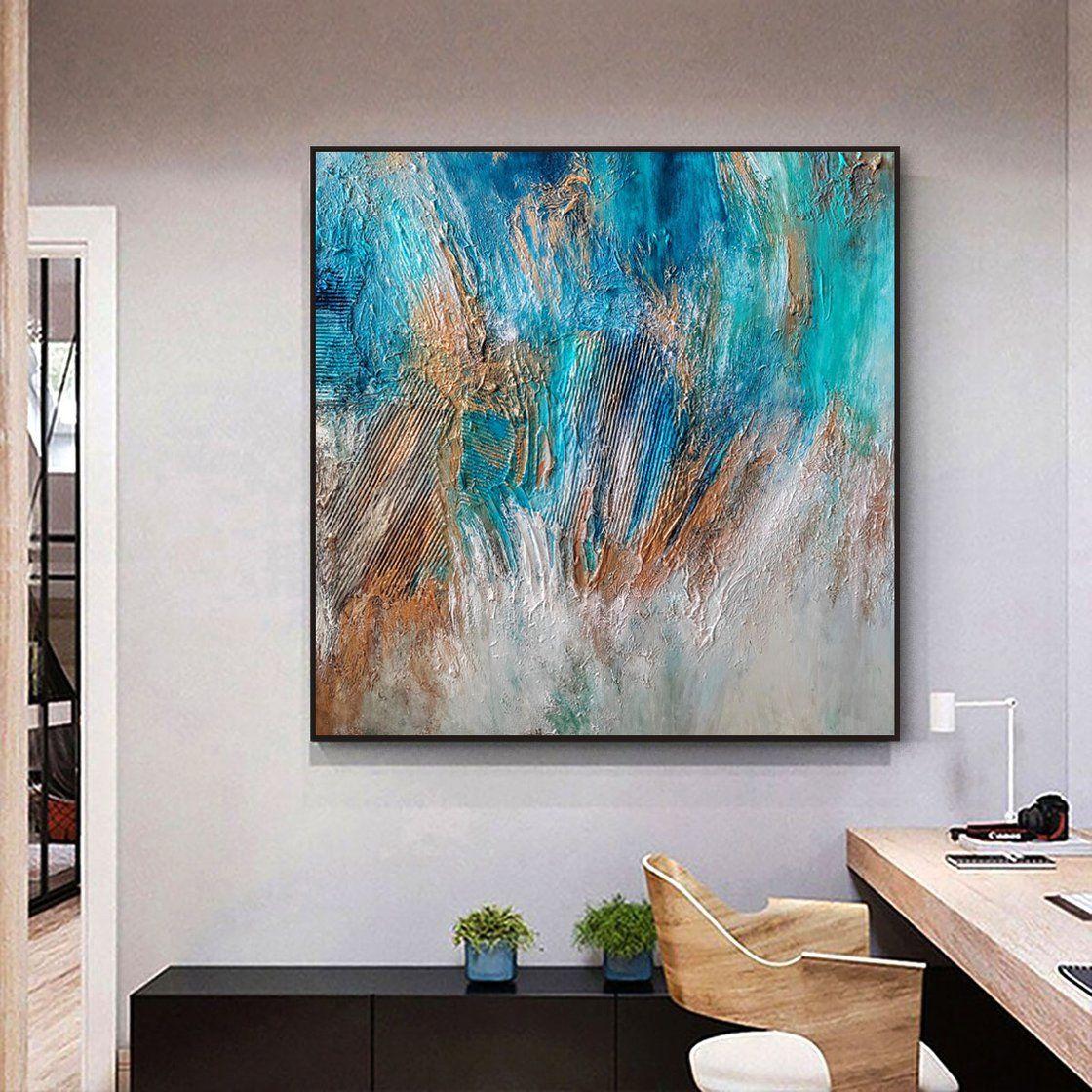 Shades of blue, Mixed Media on Canvas - Abstract Mixed Media Art by Alexandra Petropoulou