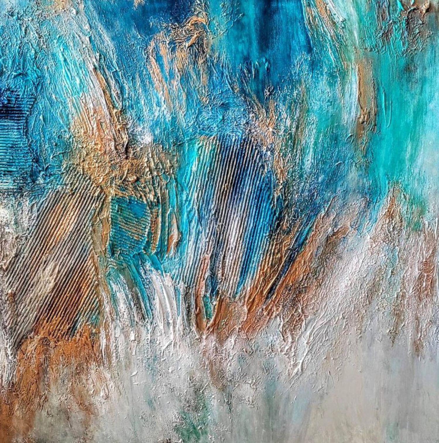 Shades of blue, Mixed Media on Canvas - Mixed Media Art by Alexandra Petropoulou