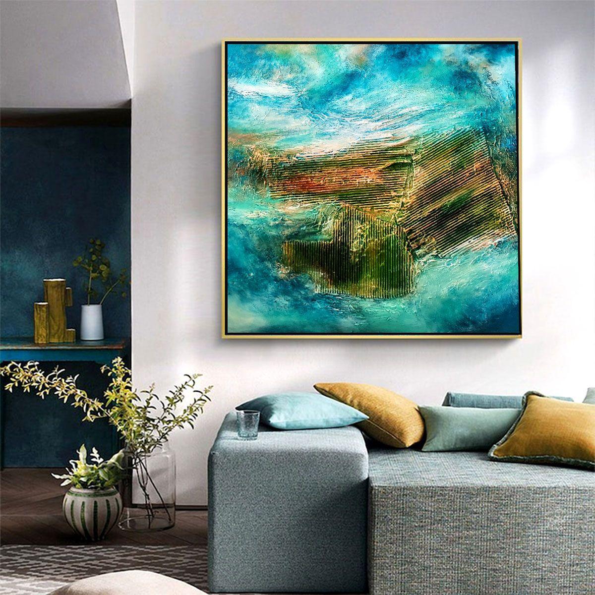 Skiathos, Mixed Media on Canvas - Abstract Mixed Media Art by Alexandra Petropoulou