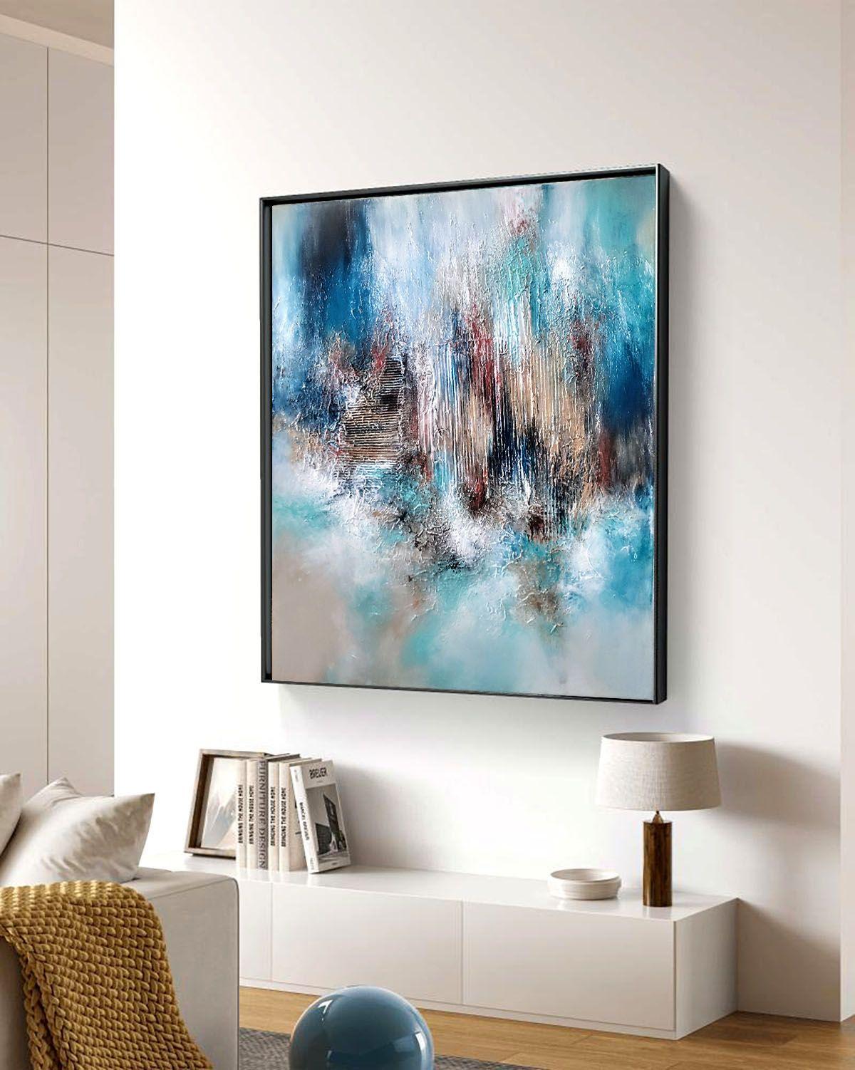 Acrilico su tela, Tecnica mista, Texture, 90x120x2cm  Viene spedito pronto per essere appeso  Medium: Colori acrilici di alta qualità, vernice ad alta brillantezza,  Questo quadro è realizzato su una tela di alta qualità avvolta in una galleria