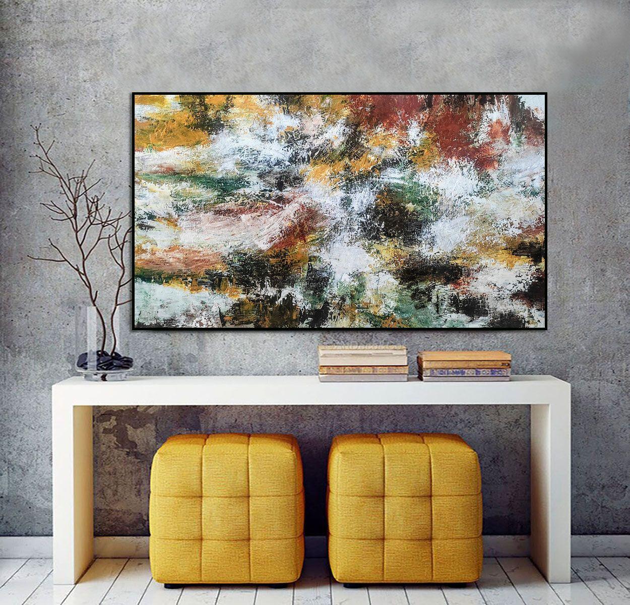 A Splash of Autumn Colour, Painting, Acrylic on Canvas - Gray Abstract Painting by Alexandra Petropoulou