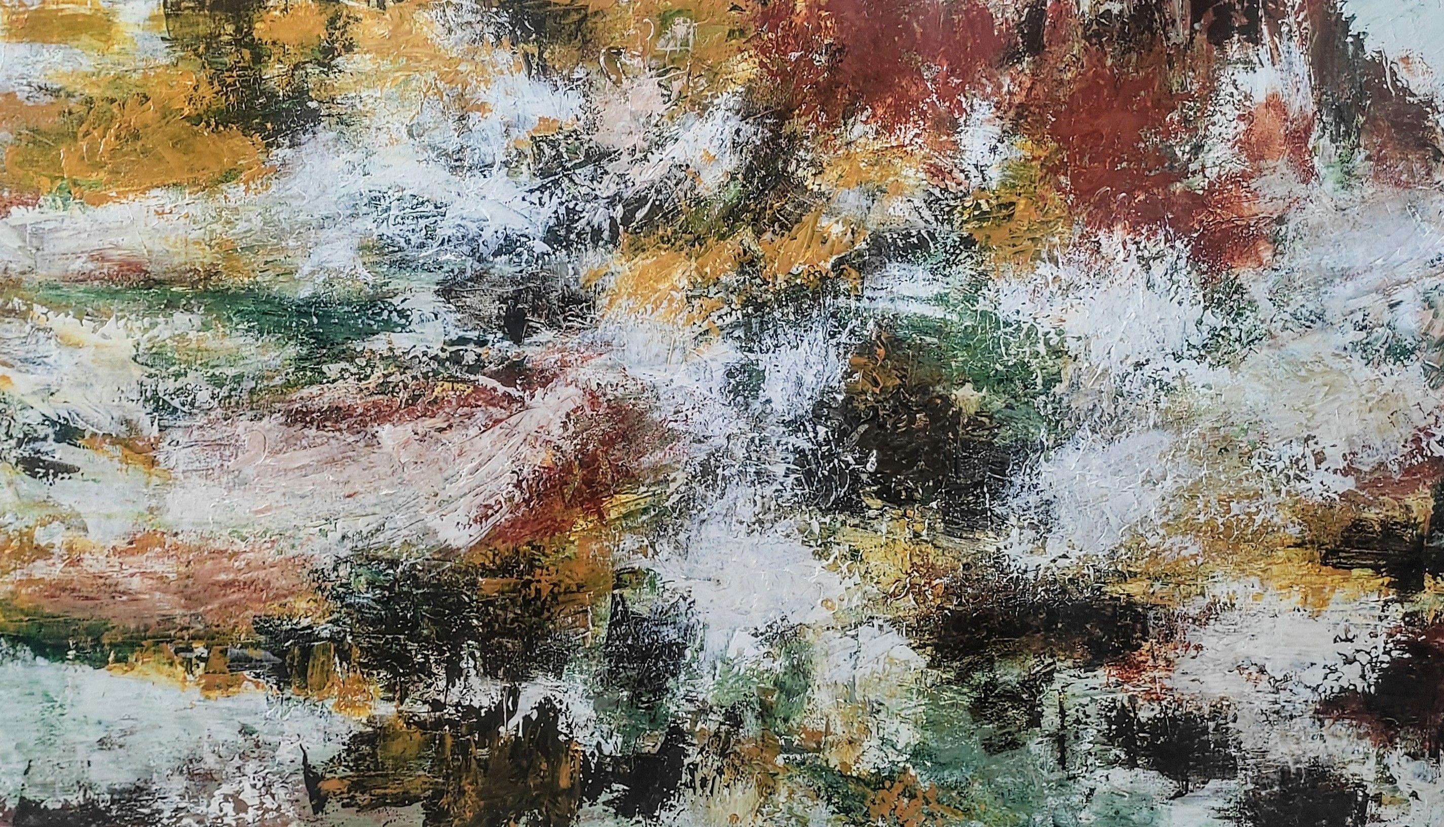 Alexandra Petropoulou Abstract Painting - A Splash of Autumn Colour, Painting, Acrylic on Canvas