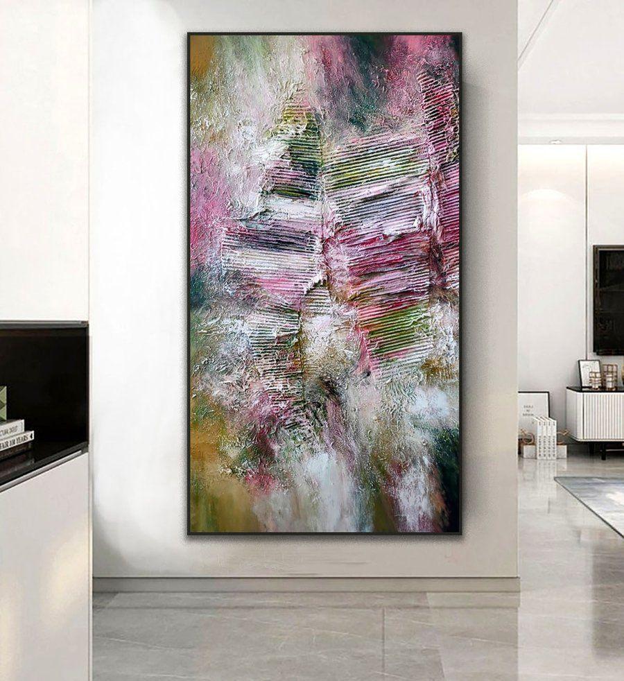 BLOOMING PEACH TREES, Painting, Acrylic on Canvas For Sale 1
