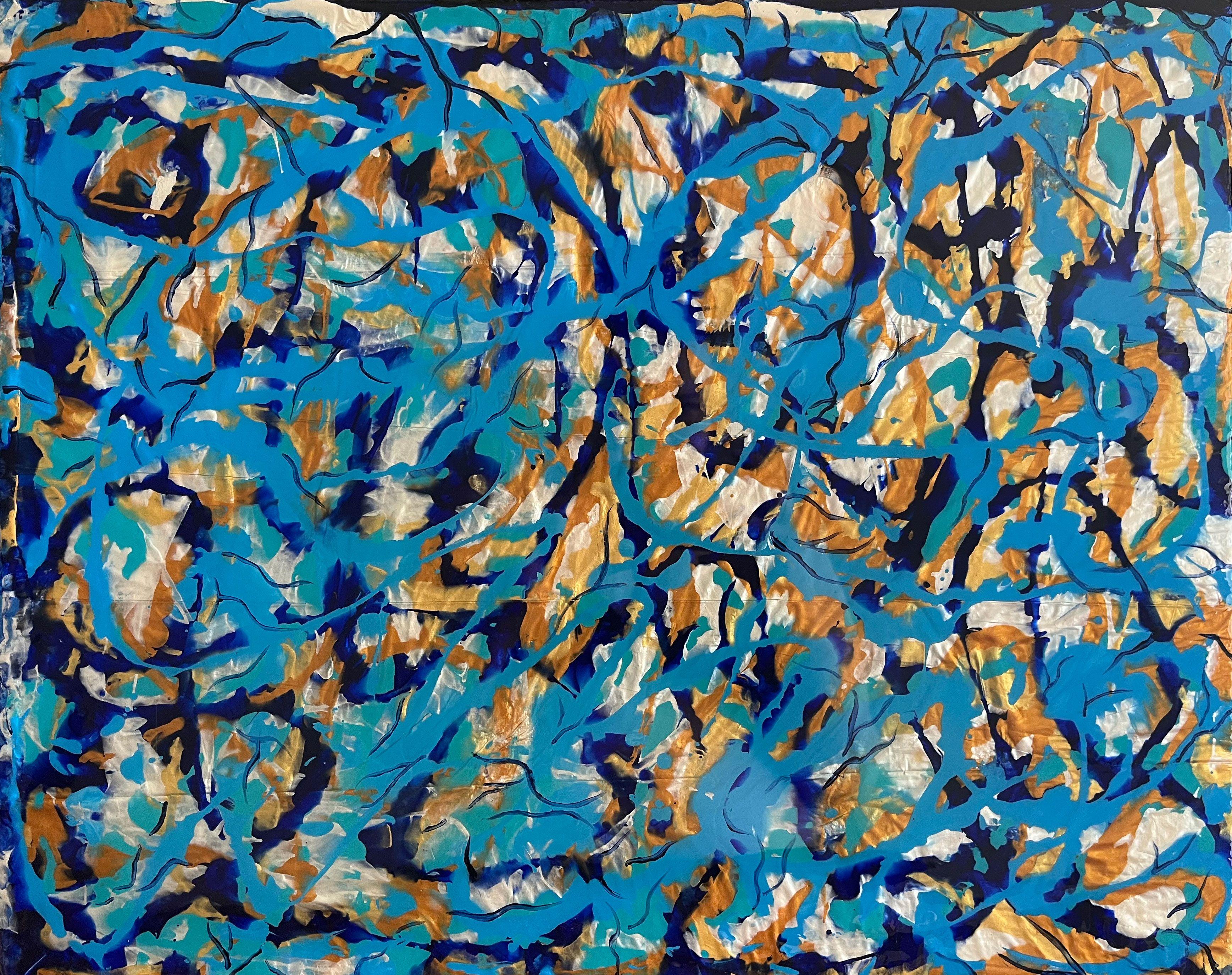 Caos blu, tecnica mista su tela - Mixed Media Art di Alexandra Romano