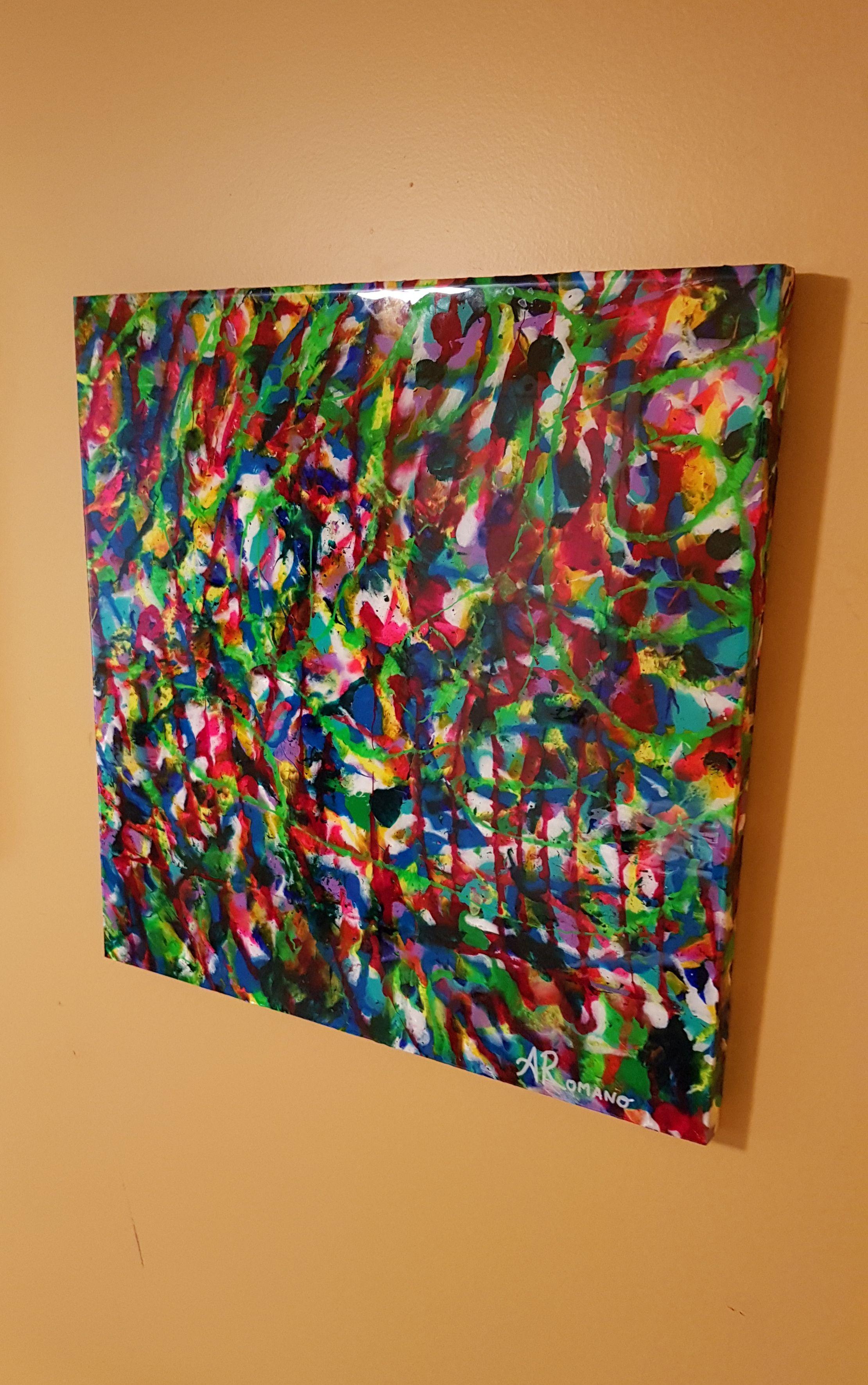 Colourful Consciousness, Mischtechnik auf Holzplatte (Abstrakter Expressionismus), Mixed Media Art, von Alexandra Romano