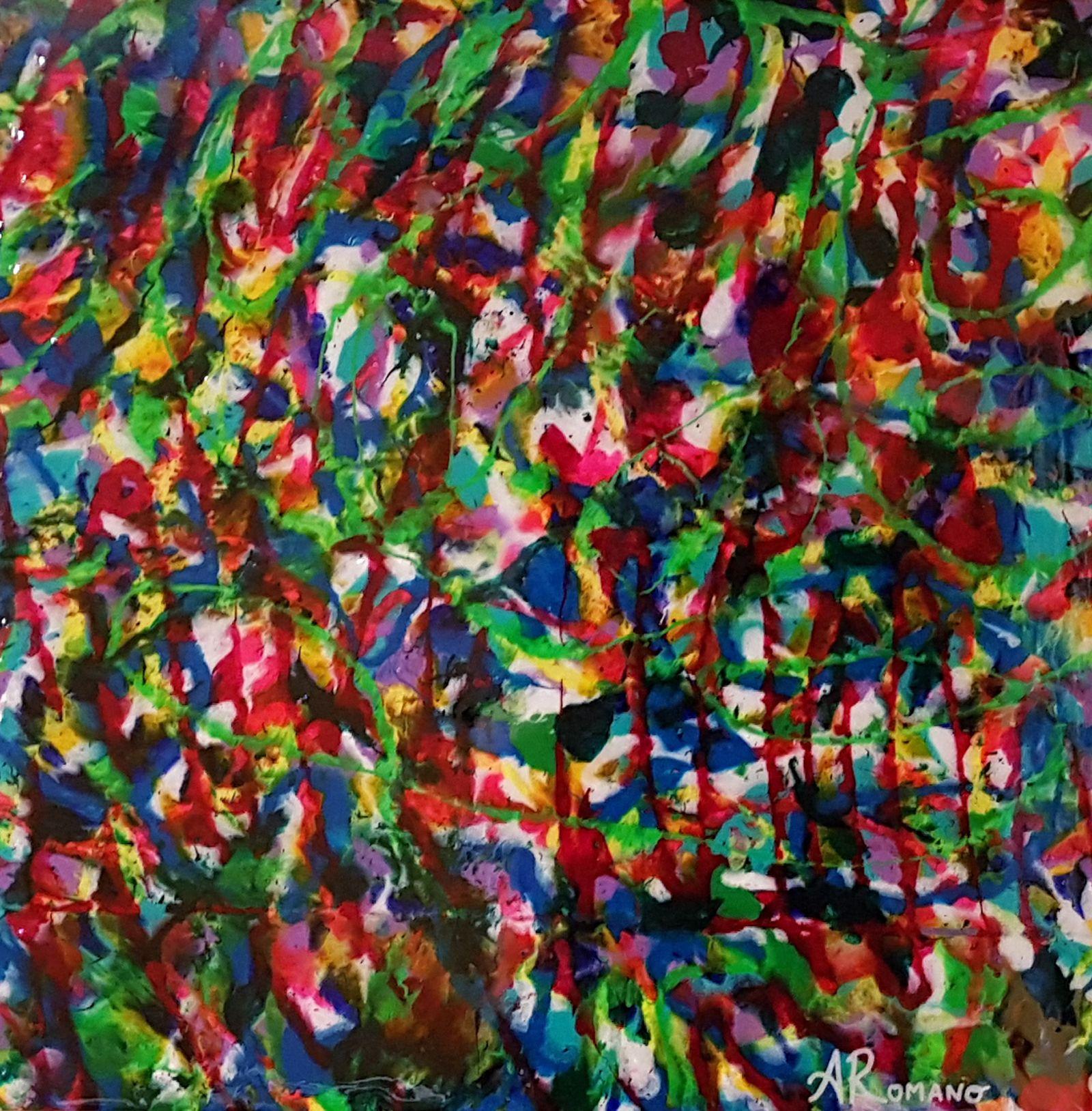 Colourful Consciousness, Mischtechnik auf Holzplatte – Mixed Media Art von Alexandra Romano