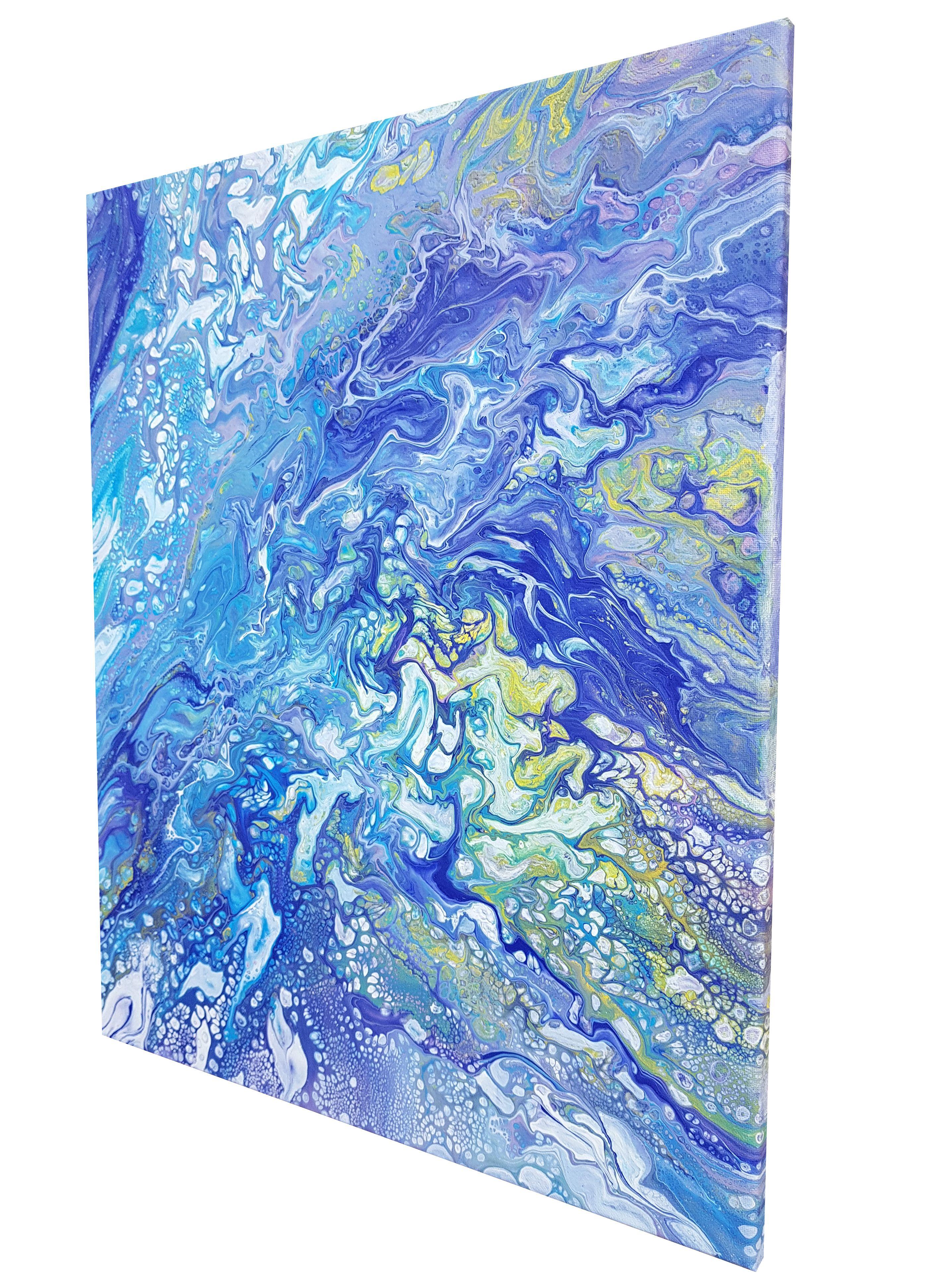 Peinture « Aphrodite's Wet Dream » (Le rêve d'Aphrodite), acrylique sur toile - Bleu Abstract Painting par Alexandra Romano