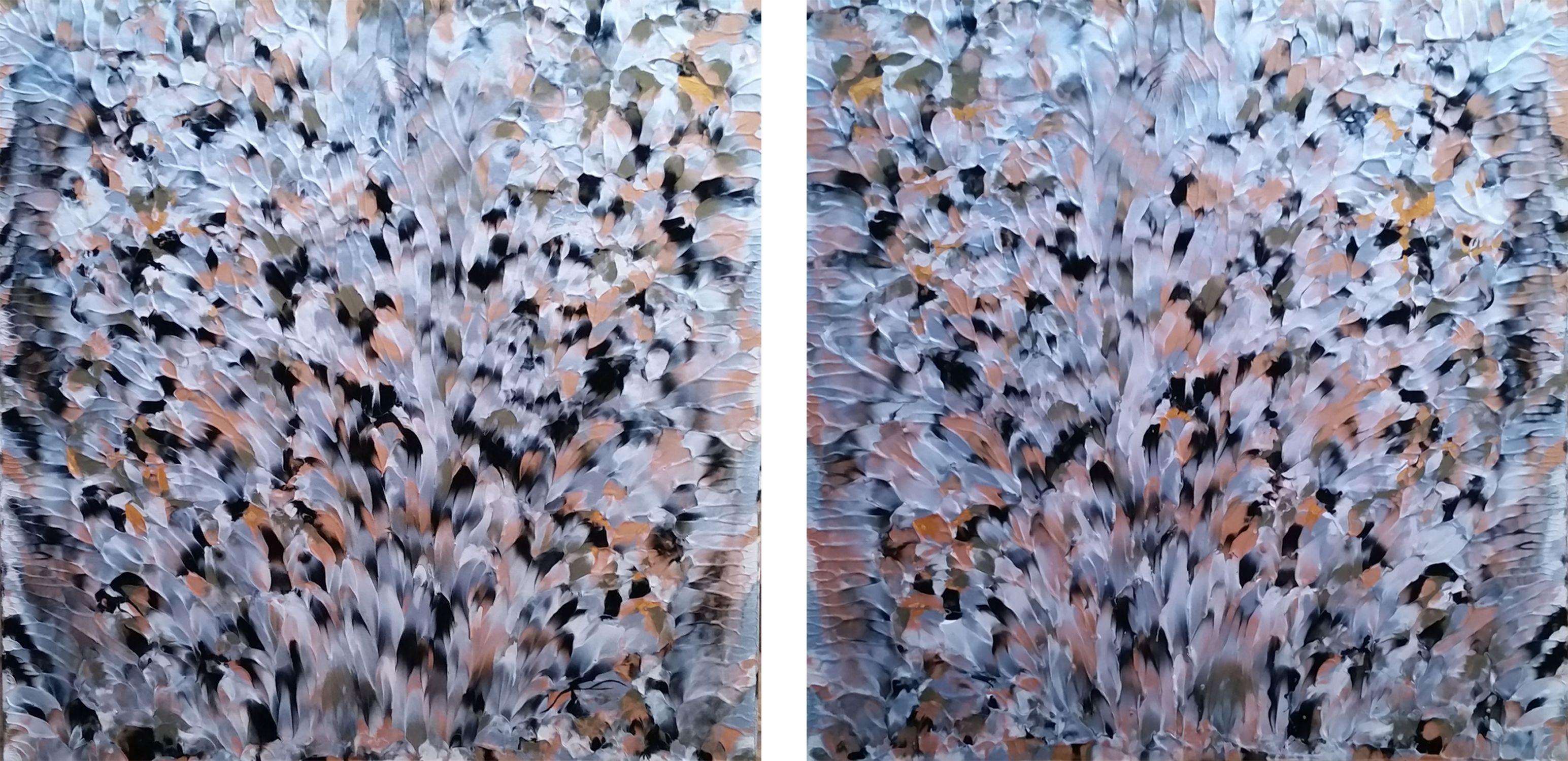 Alexandra Romano Abstract Painting – Schwarzer Diamant  Diptychon, Gemälde, Acryl auf Leinwand