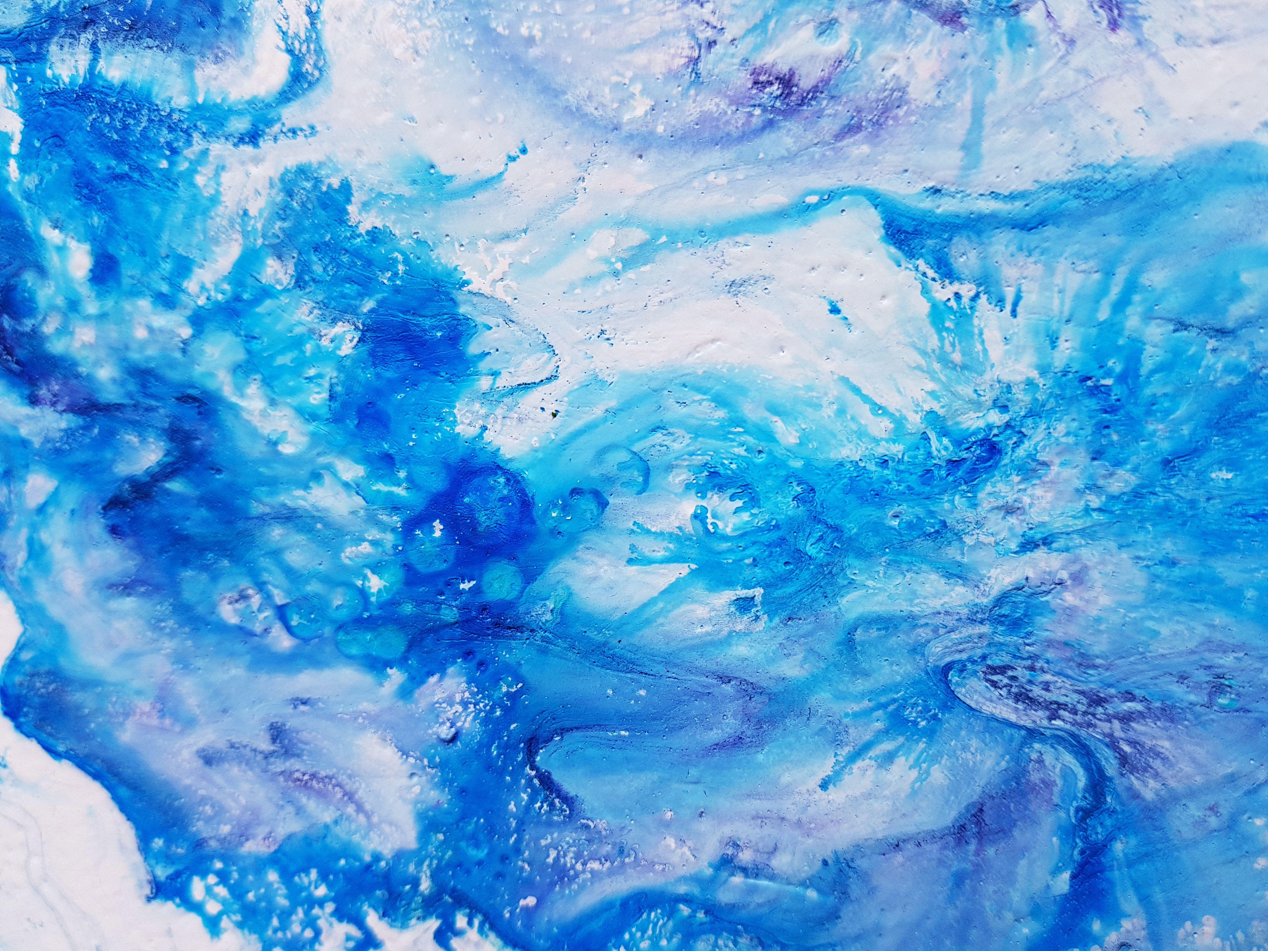 Celestial Waves, Heavenly Blue Space Painting, Painting, Acrylic on Canvas For Sale 3