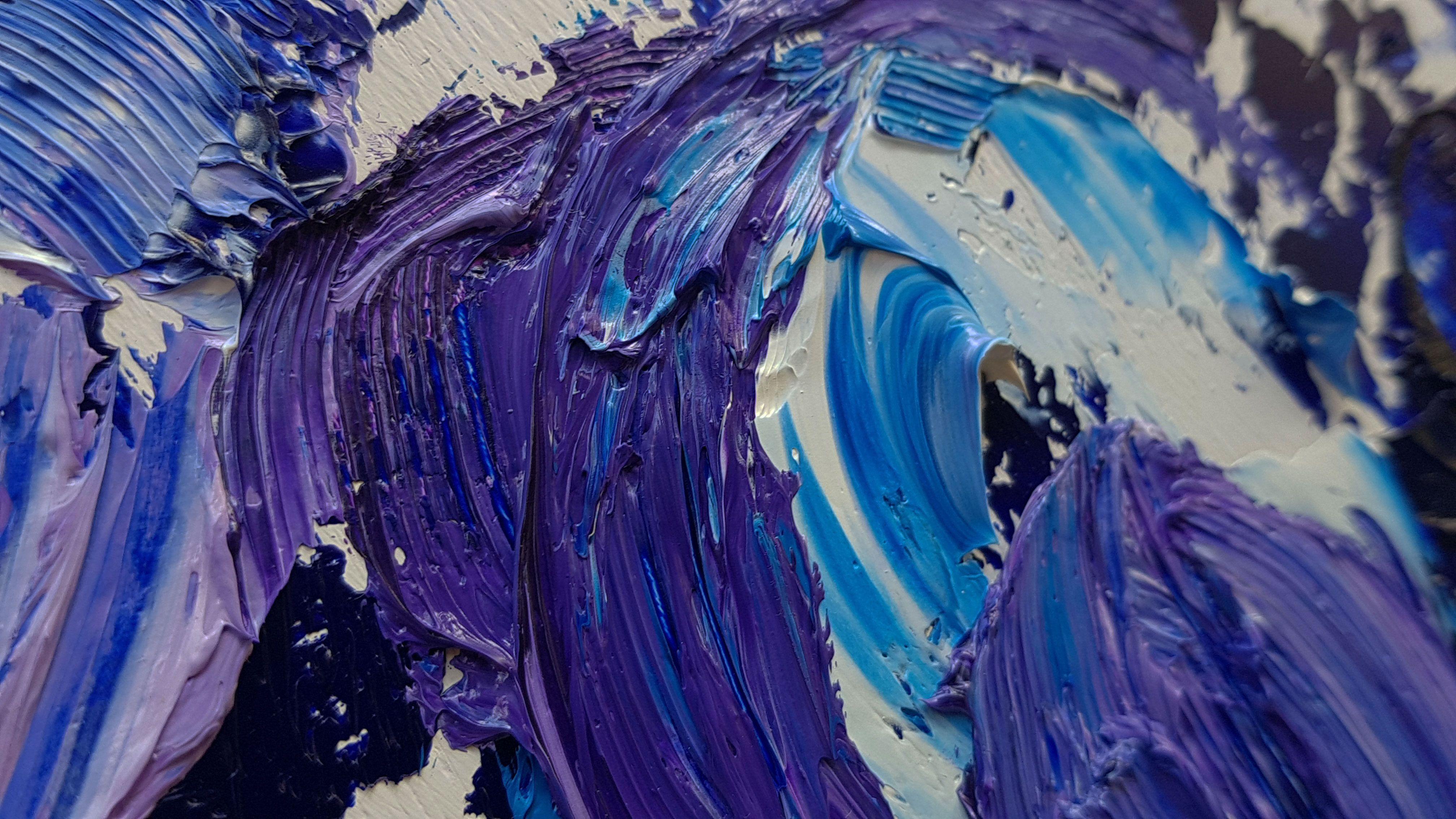 Träumende Blautöne, Gemälde, Öl auf Holzplatte (Abstrakter Expressionismus), Painting, von Alexandra Romano