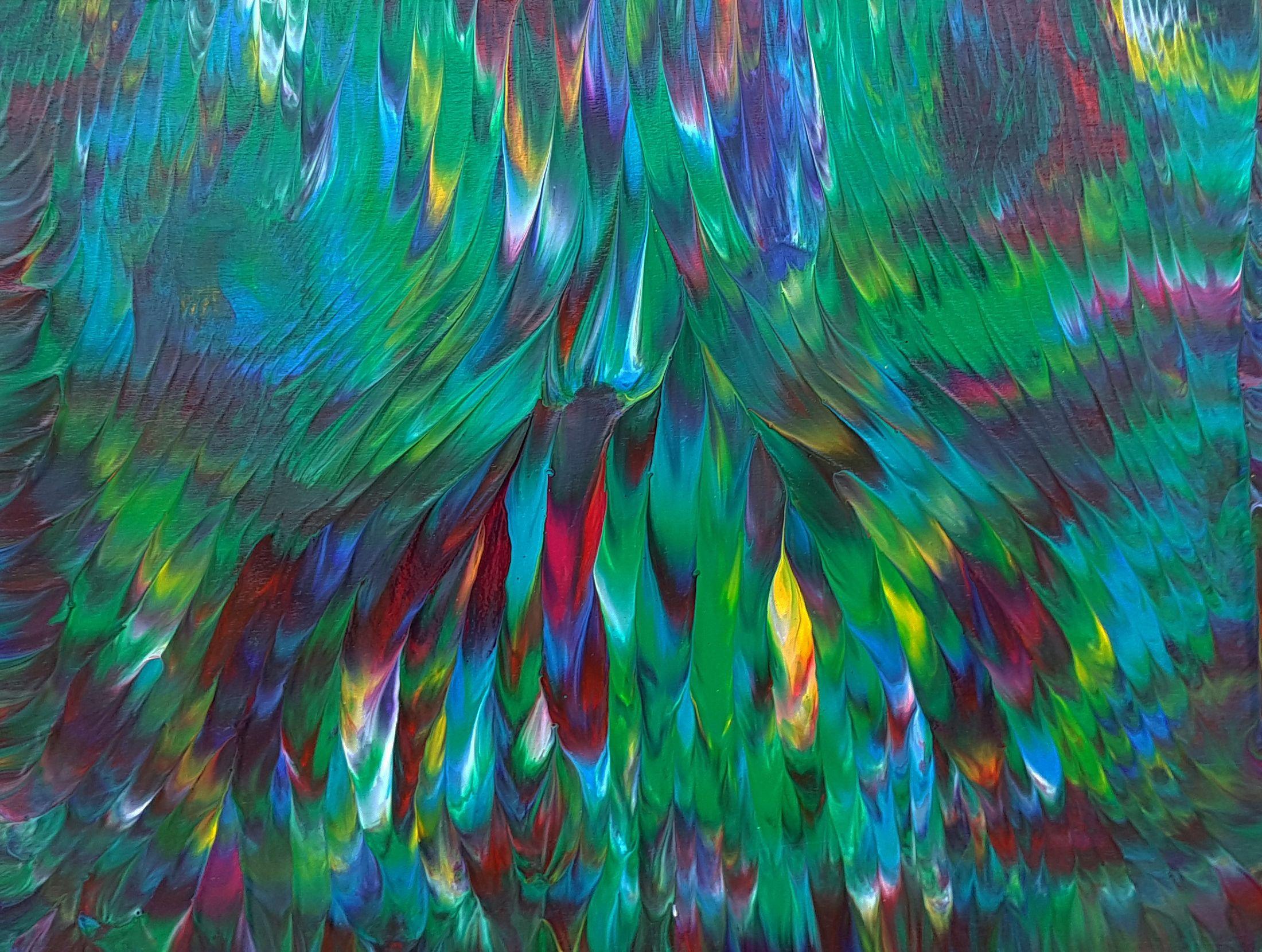 Alexandra Romano Abstract Painting – Smaragdgrüne Isle  16 x 12 Zoll / 41 x 31 cm, Gemälde, Acryl auf Holzplatte