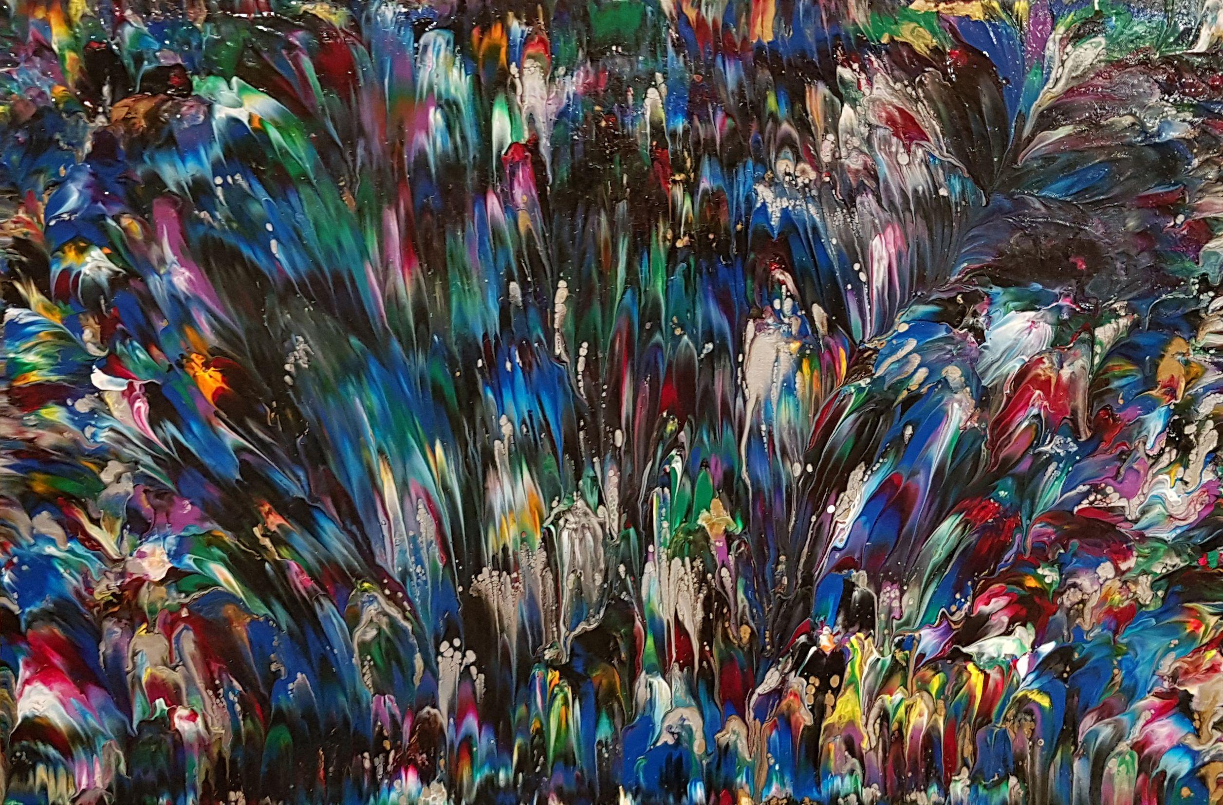 Alexandra Romano Abstract Painting – Feuerwerke, Gemälde, Acryl auf Leinwand