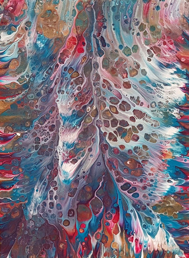 Soothing Iridescent Acrylic Pour Abstract Painting 16 X 20 