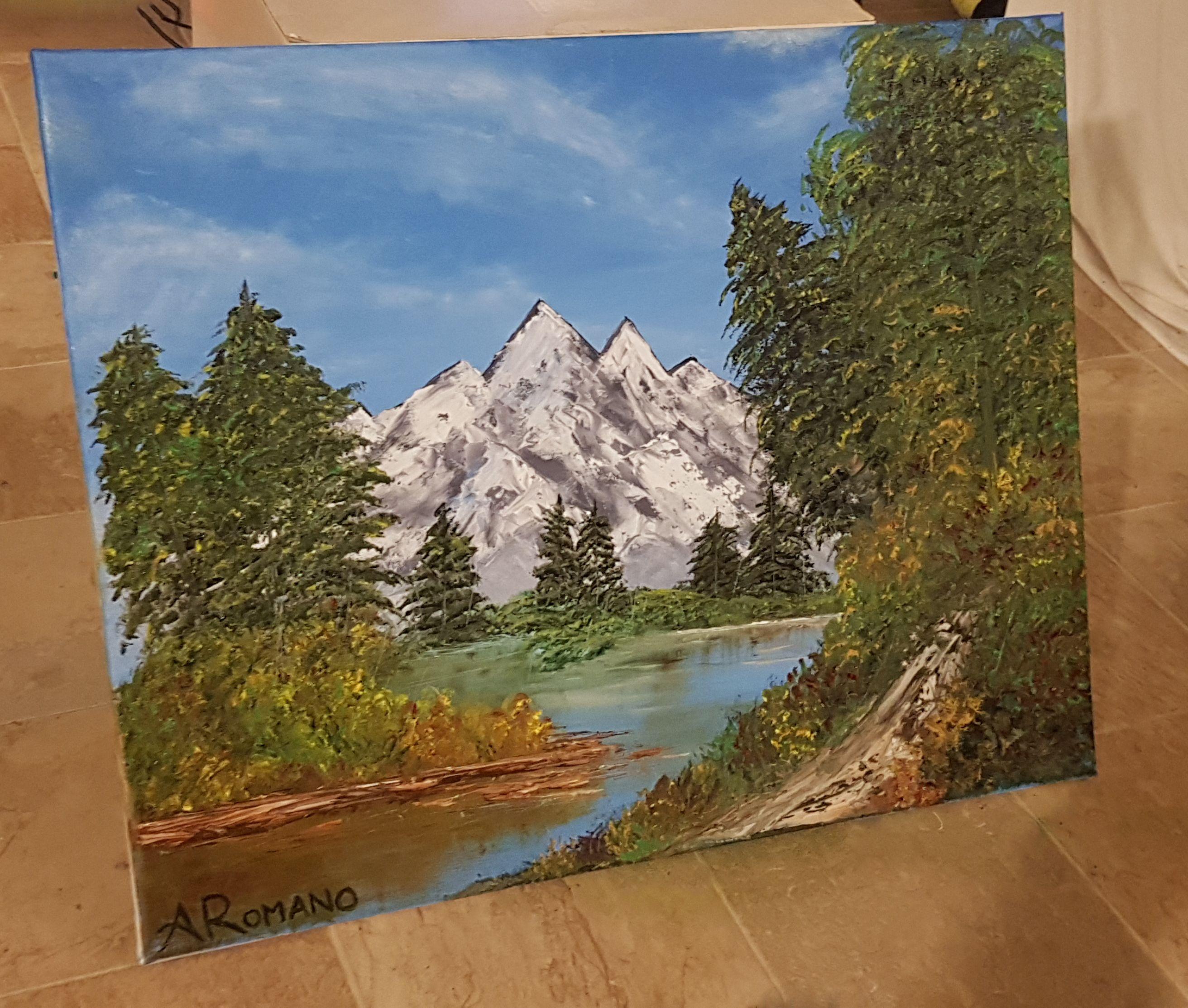 textured mountain painting