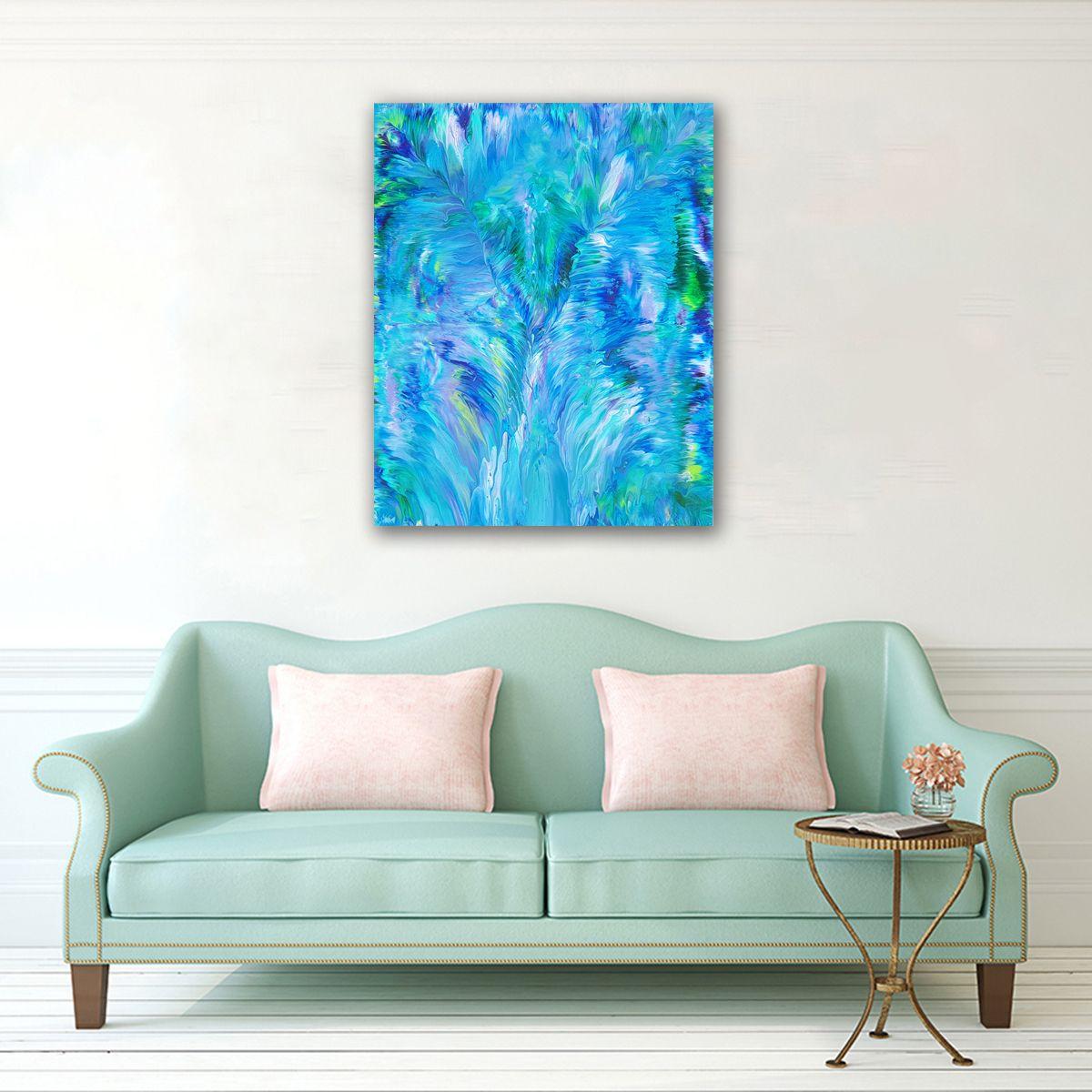 Nudo nel Wood, Pittura, Acrilico su tela - Abstract Painting Blu di Alexandra Romano