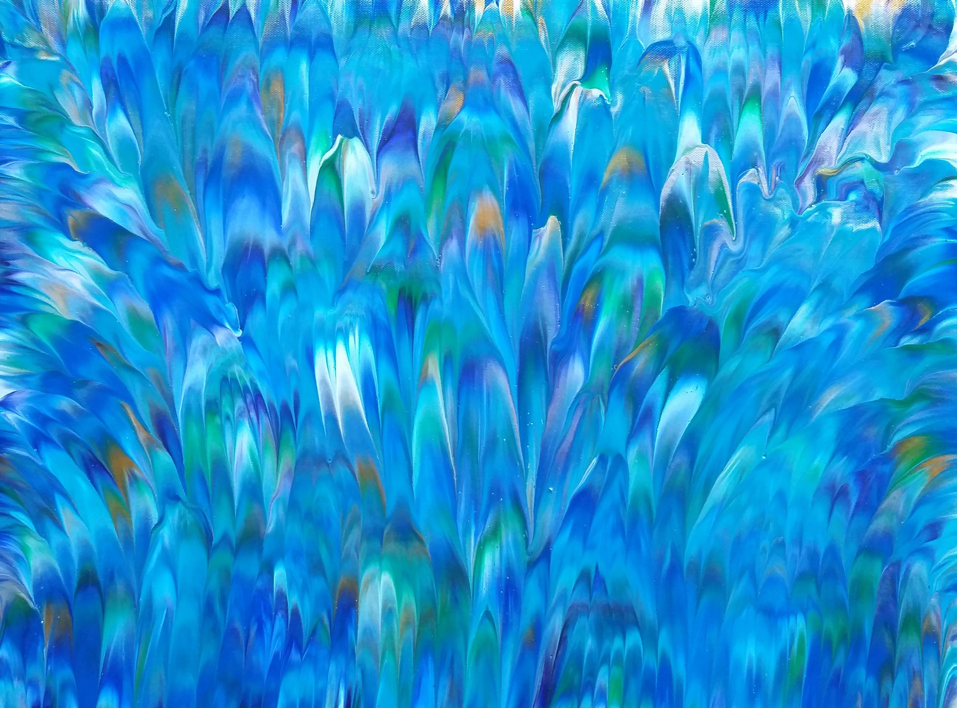 Peacock II, Original texturierte Federn, Gemälde, Acryl auf Leinwand 3