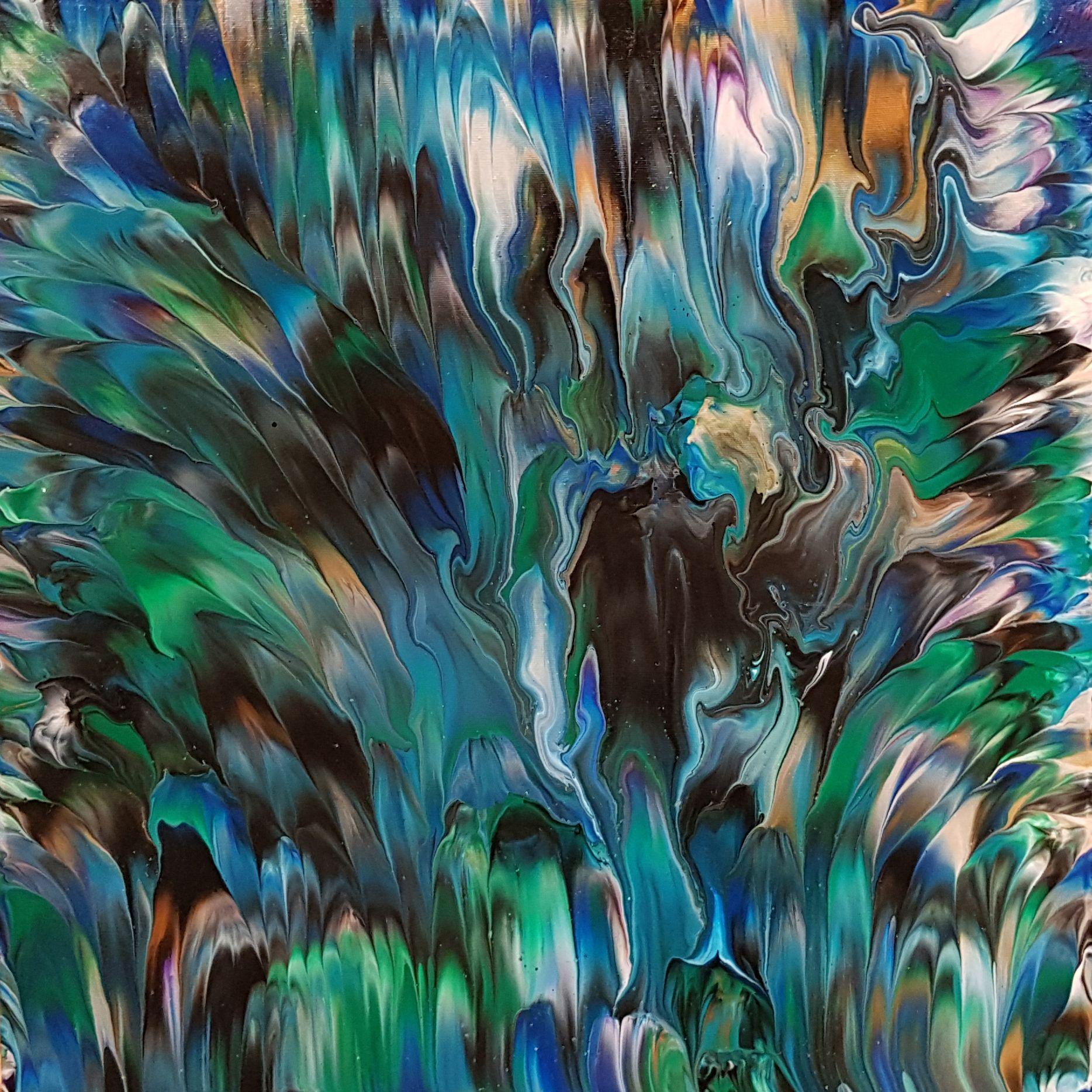 Alexandra Romano Abstract Painting - Peacock, Painting, Acrylic on Canvas