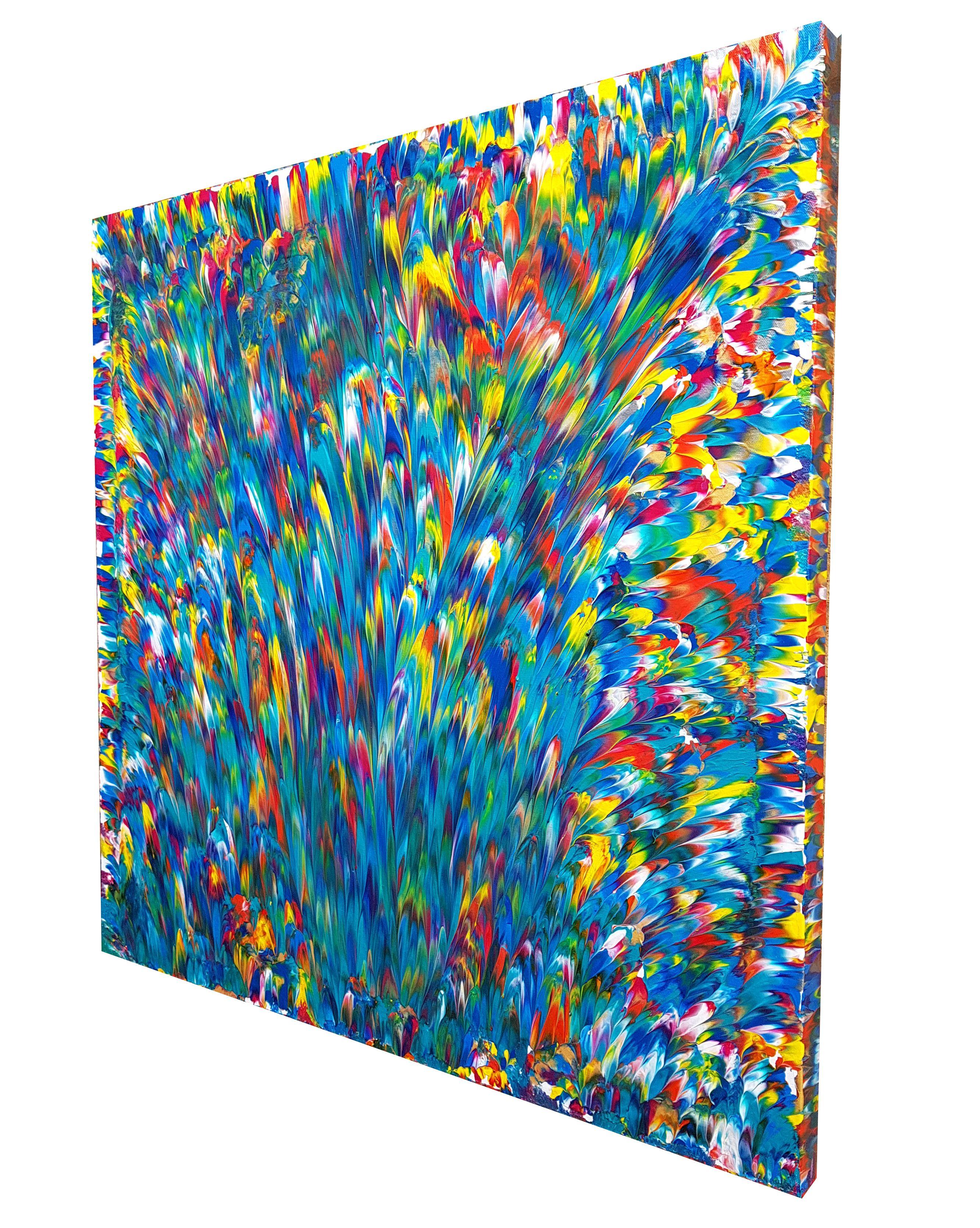 Psychedelic Waterfall No. 2, Painting, Acrylic on Canvas - Blue Abstract Painting by Alexandra Romano