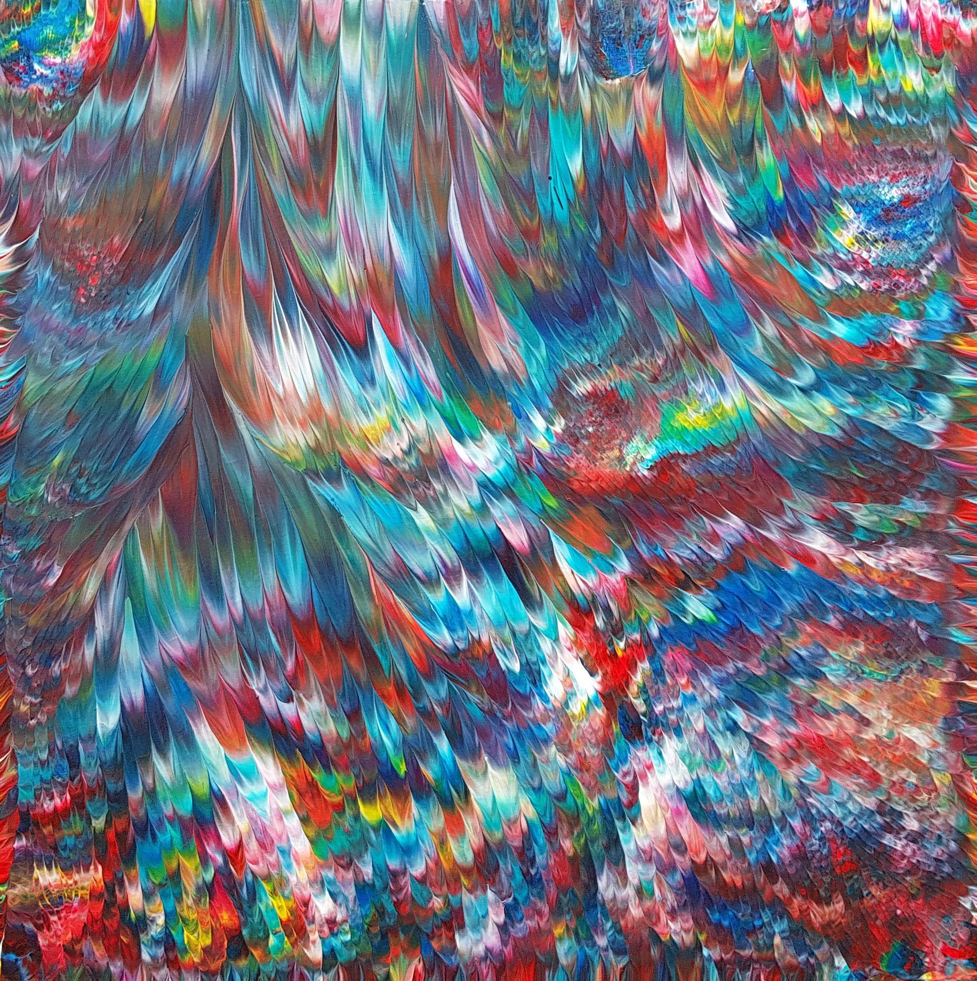 Alexandra Romano Abstract Painting - Psychedelic Waterfall No. 4  36 x 36 IN, Painting, Acrylic on Wood Panel