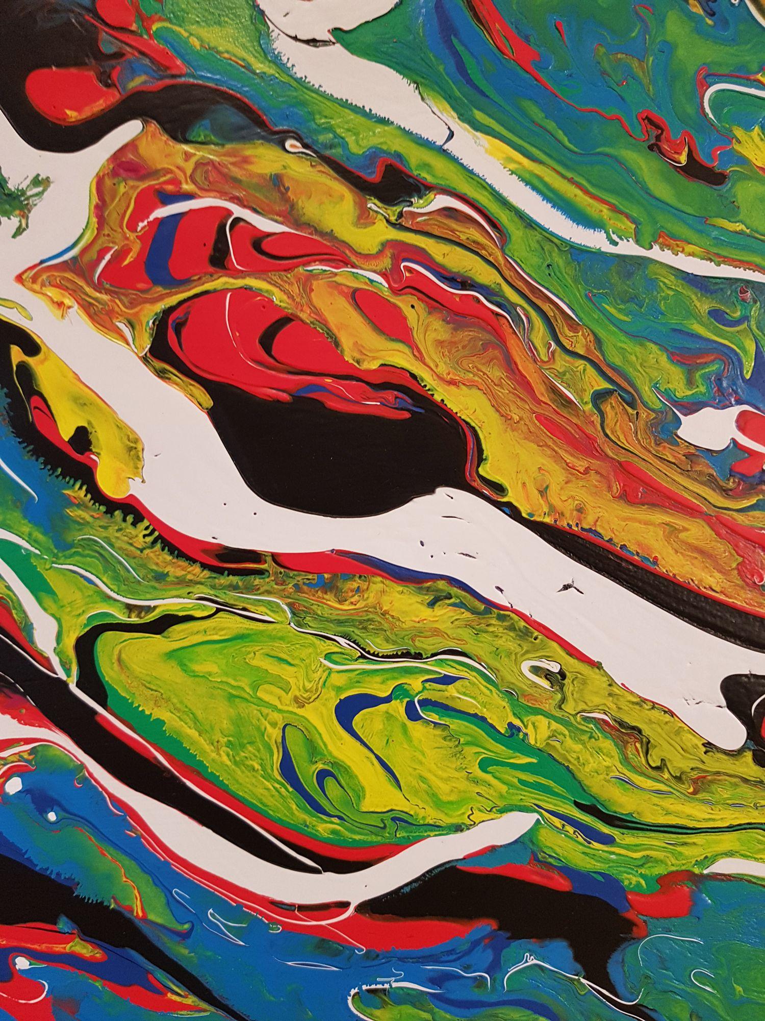 Psychedelic Waves, Painting, Acrylic on Wood Panel For Sale 4