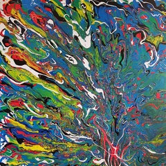 Psychedelic Waves, Gemälde, Acryl auf Holzplatte