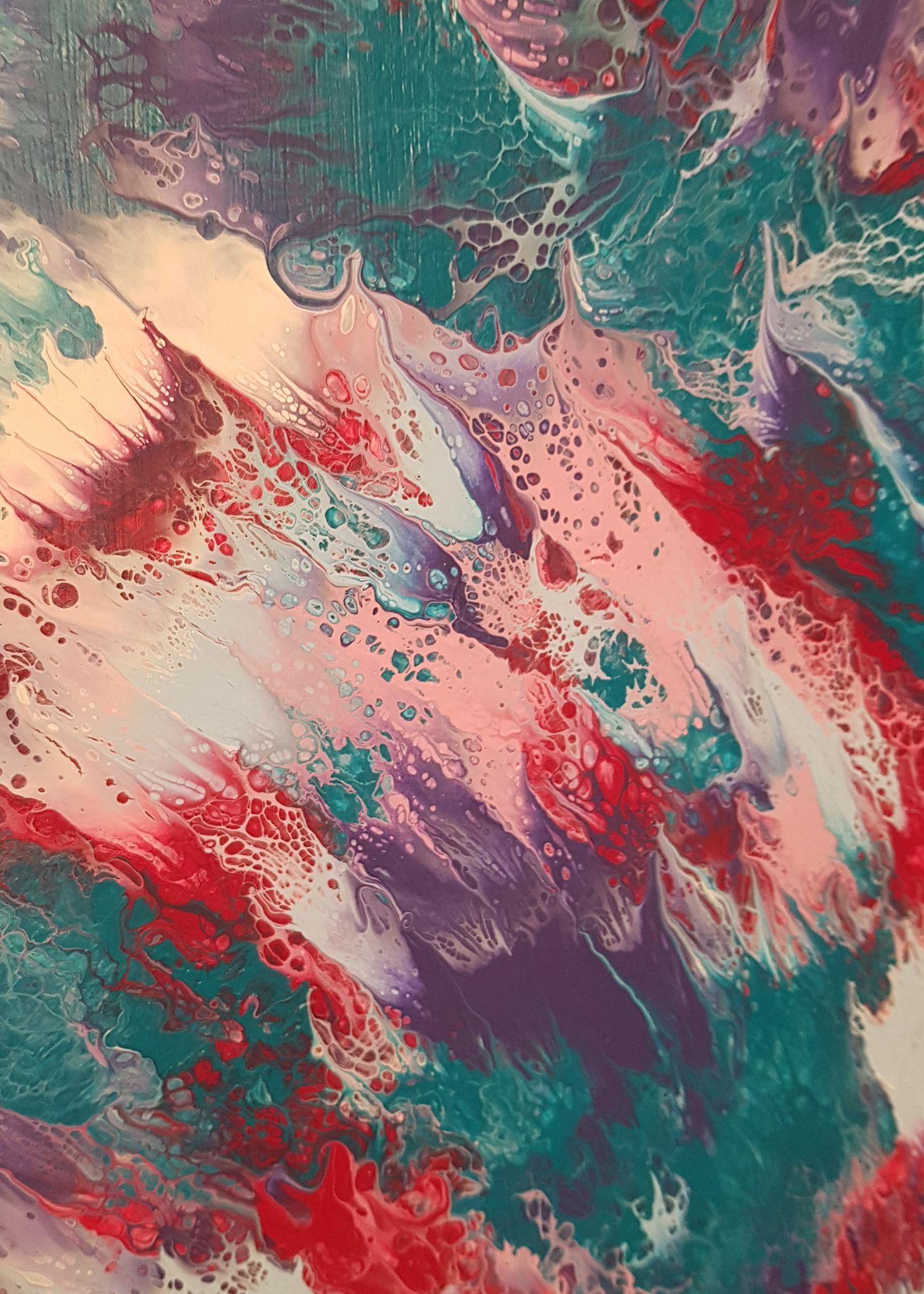 Tempesta, Pittura, Acrilico su pannello di Wood - Abstract Painting Grigio di Alexandra Romano