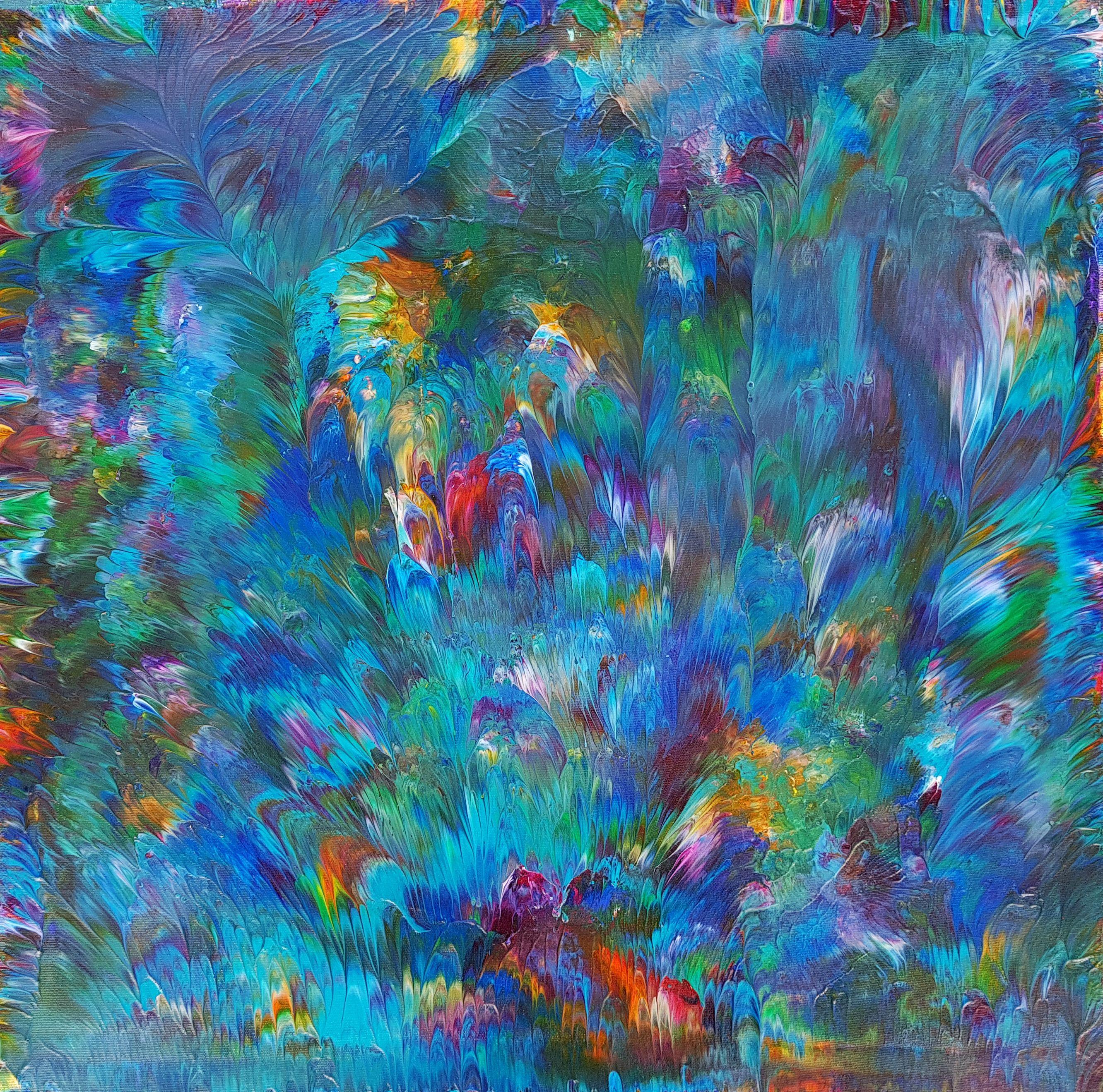 Alexandra Romano Abstract Painting - The Bottom of the Ocean.. Alive! Original Blue Art, Painting, Acrylic on Canvas