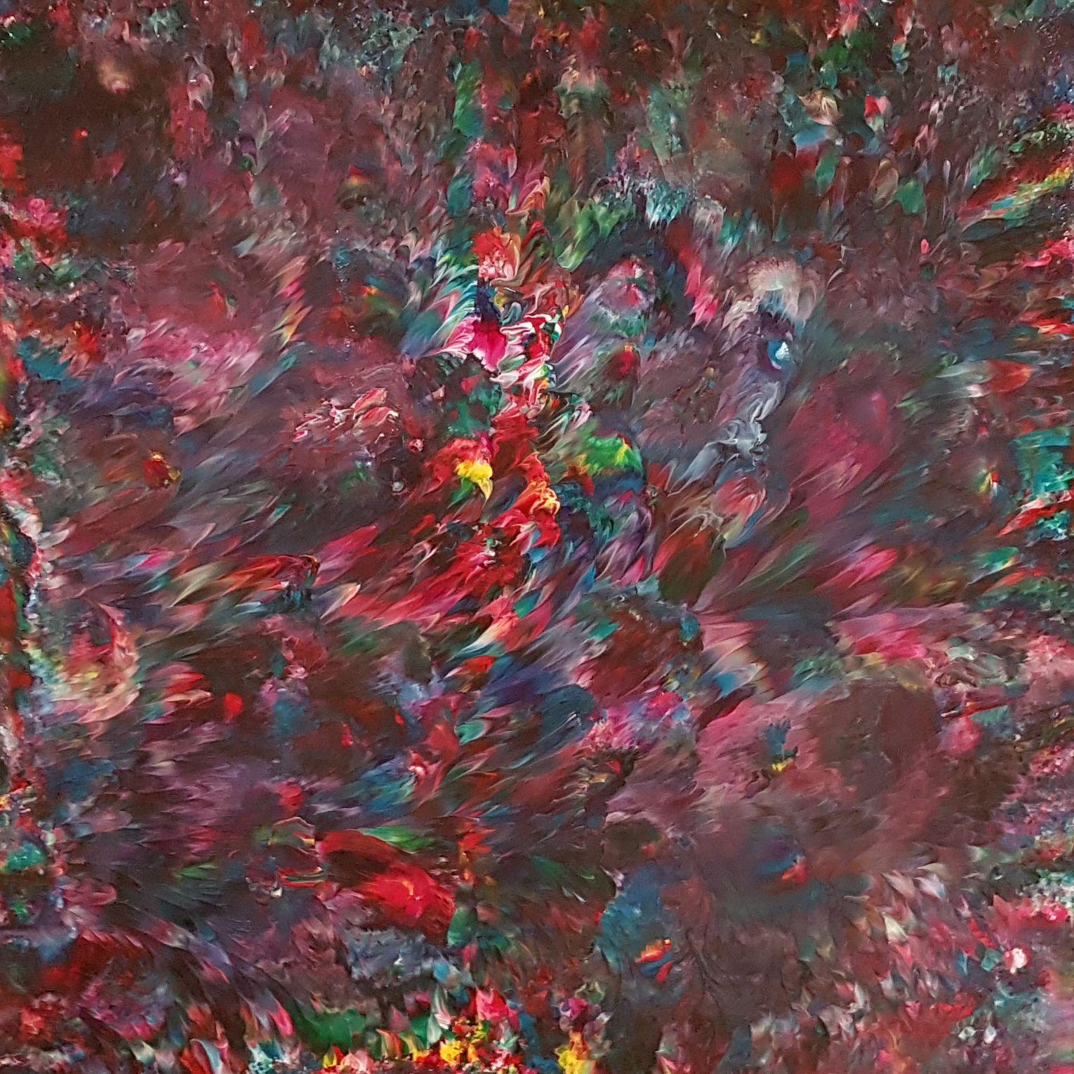 Alexandra Romano Abstract Painting – Die tiefen Korallen  48 Zoll x 48 Zoll, Gemälde, Acryl auf Holzplatte