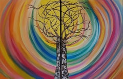 L'arbre de la connaissance et du paradis  Diptyque du diptyque  36 x 24, Peinture, huile sur toile