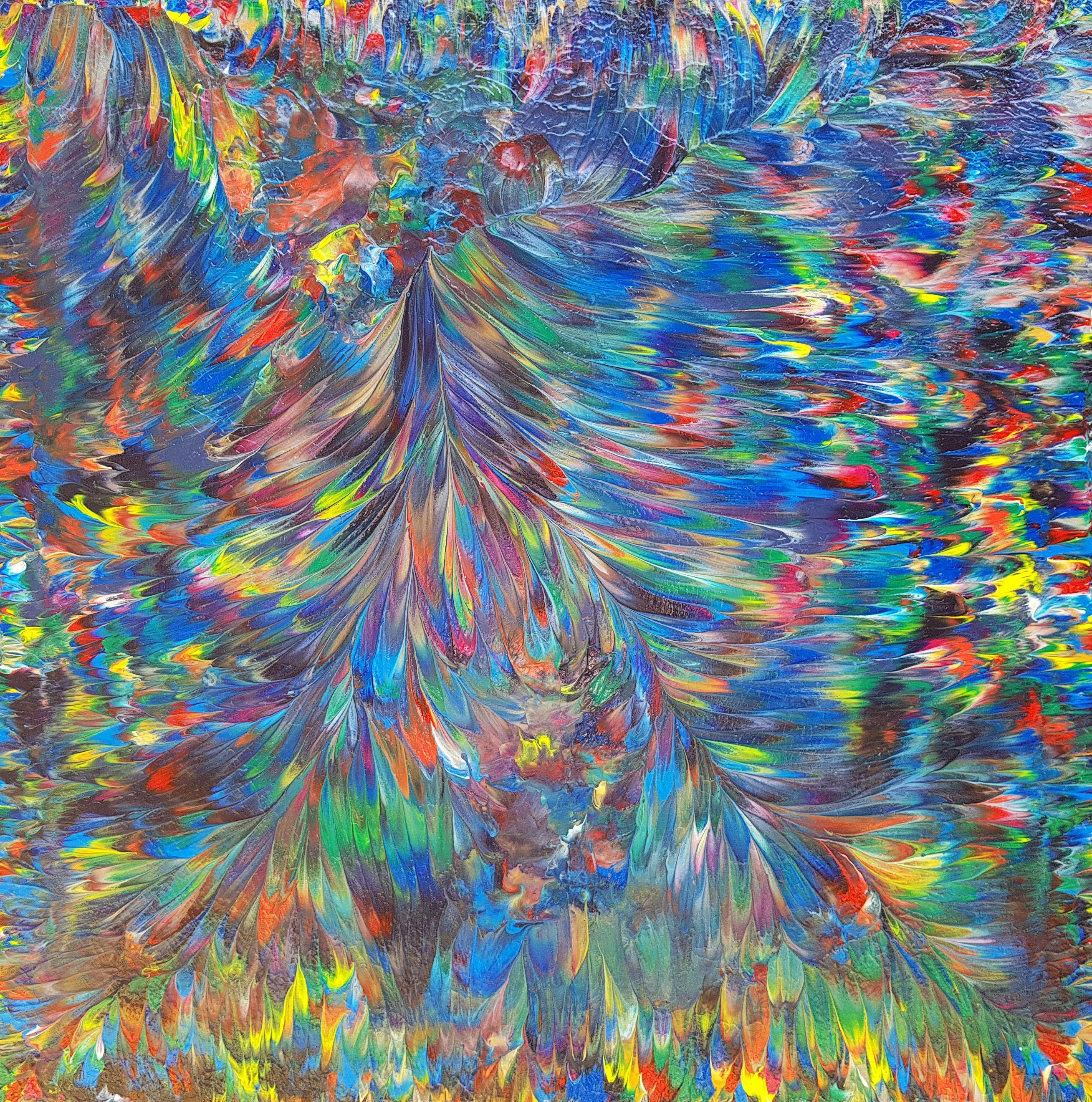 Alexandra Romano Abstract Painting - Wild Peacock, Painting, Acrylic on Canvas