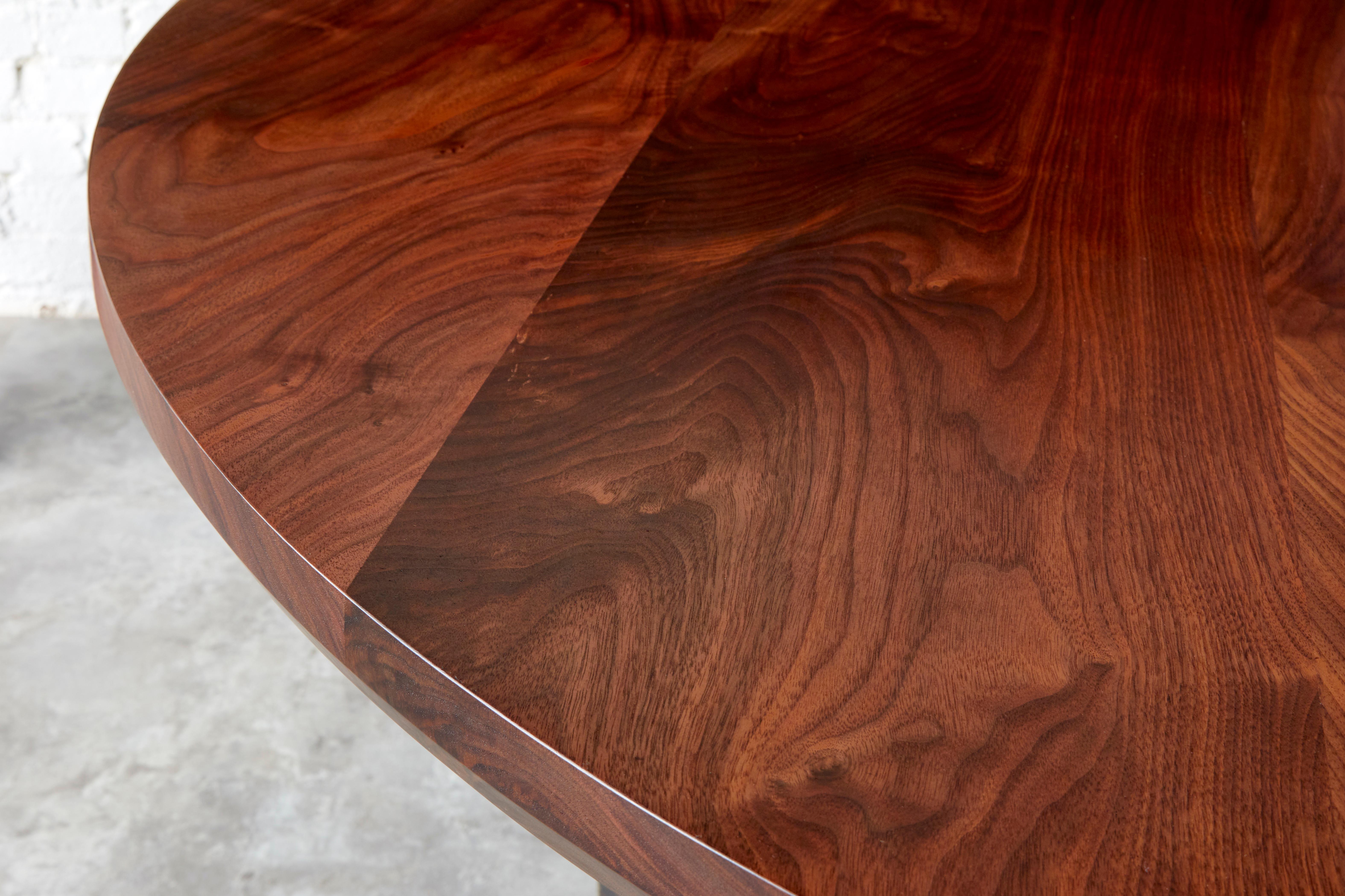 Canadian Ban Round Dining Table in Black Walnut and Steel by Autonomous Furniture For Sale