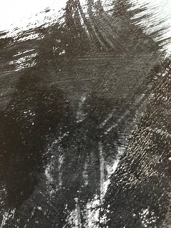 "Cat in a Bag", watercolor, collage, grey, black, monotone, snow, mountain, moon