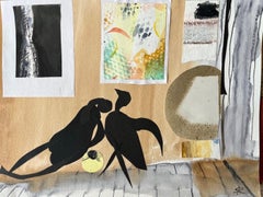 "Abstracción amorosa", Contemporáneo, Negro, Amarillo, Técnica mixta, 2020